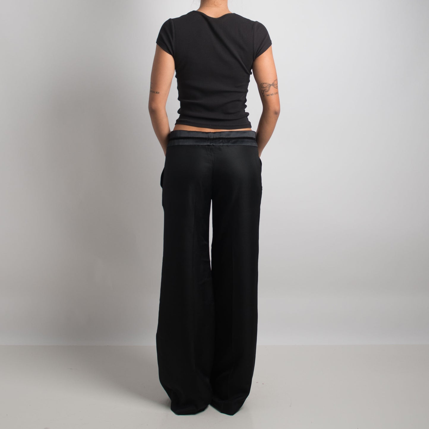 BLACK SILK TROUSERS