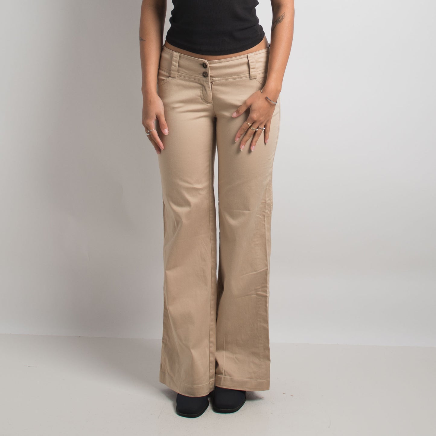 TAN FLARED TROUSERS