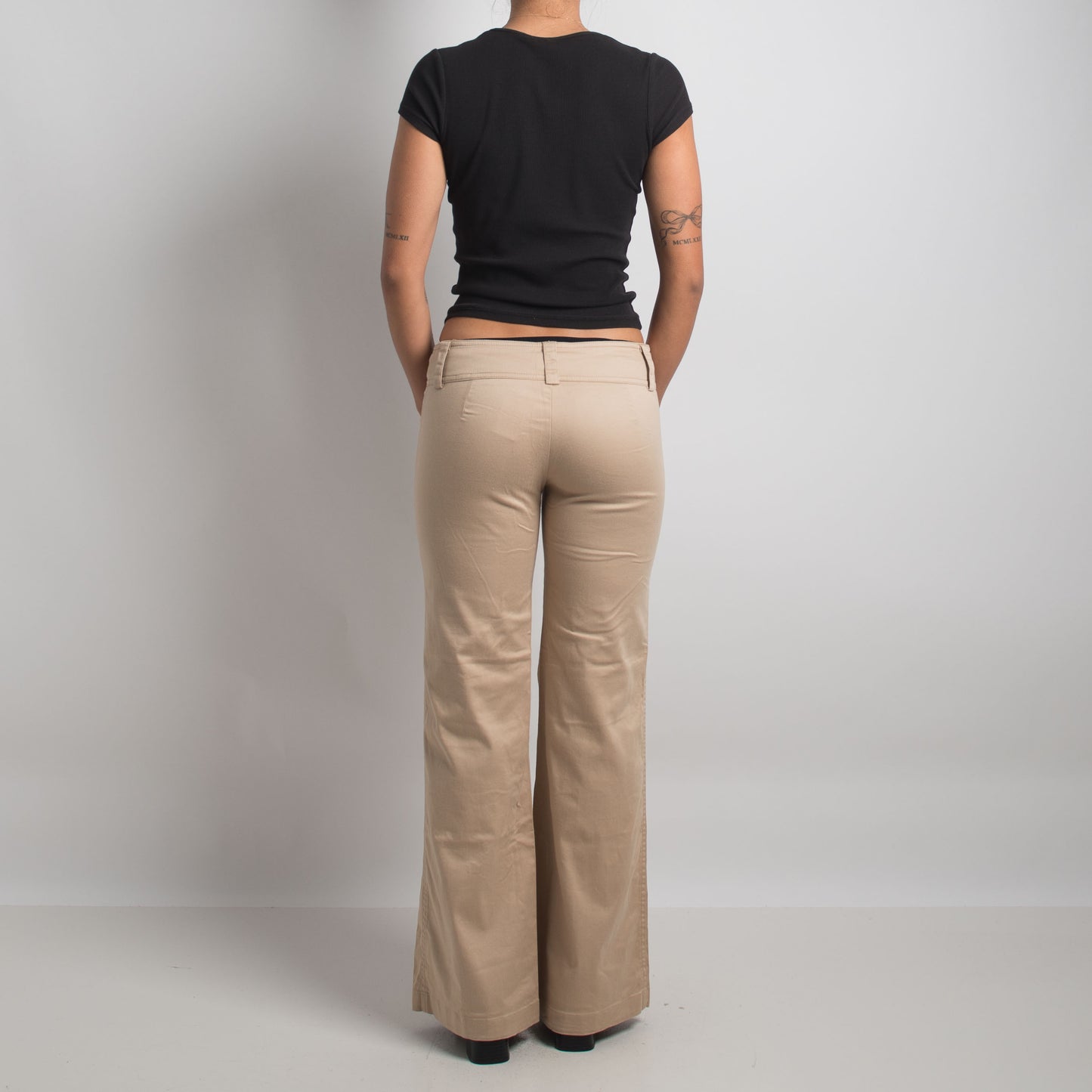 TAN FLARED TROUSERS