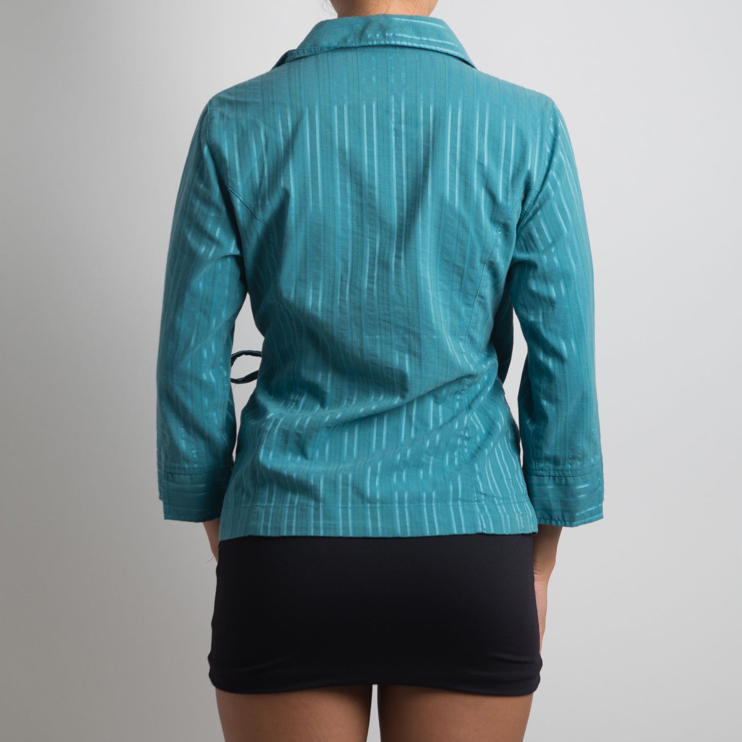 TURQUOISE WRAP BLOUSE