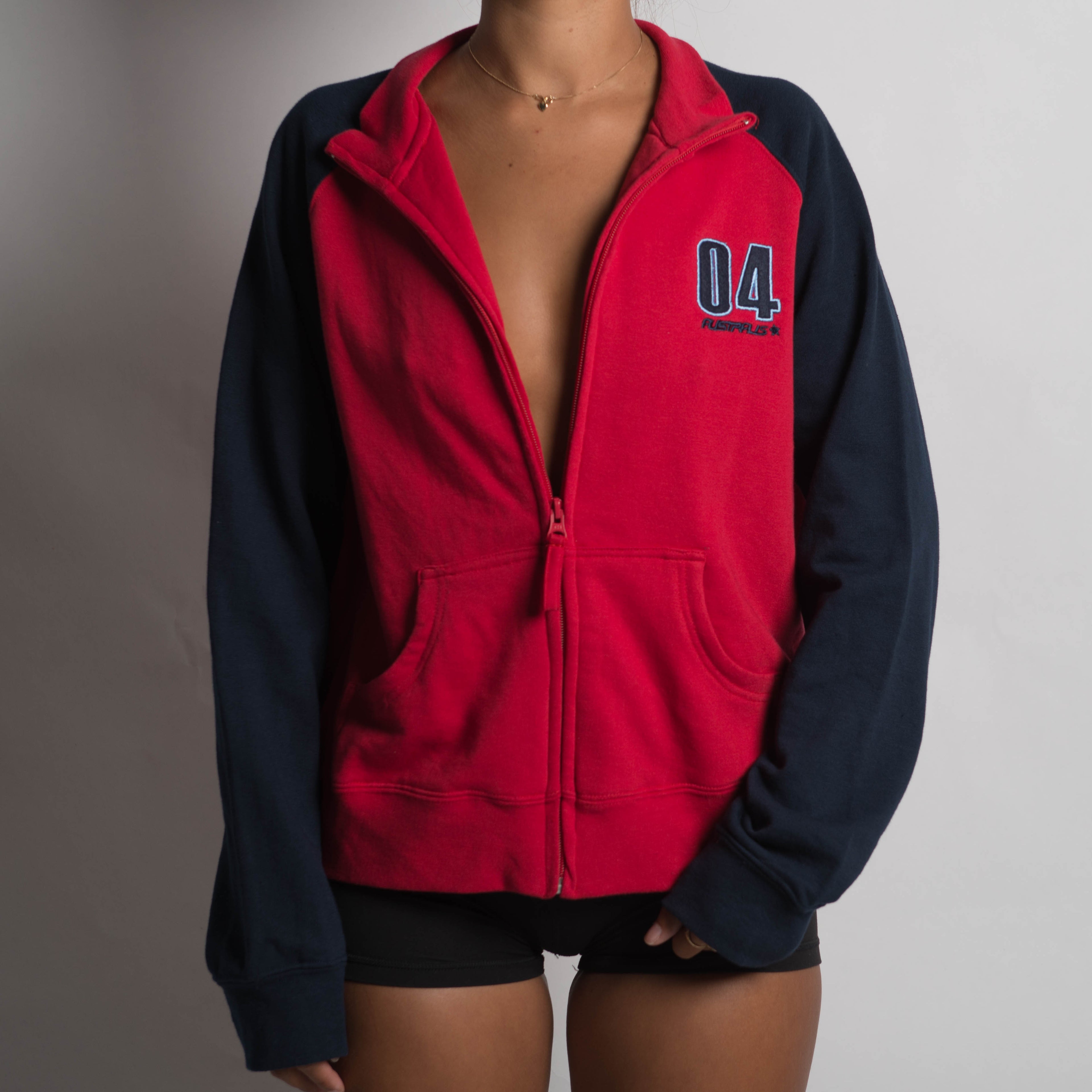 RED RAGLAN ZIP JACKET