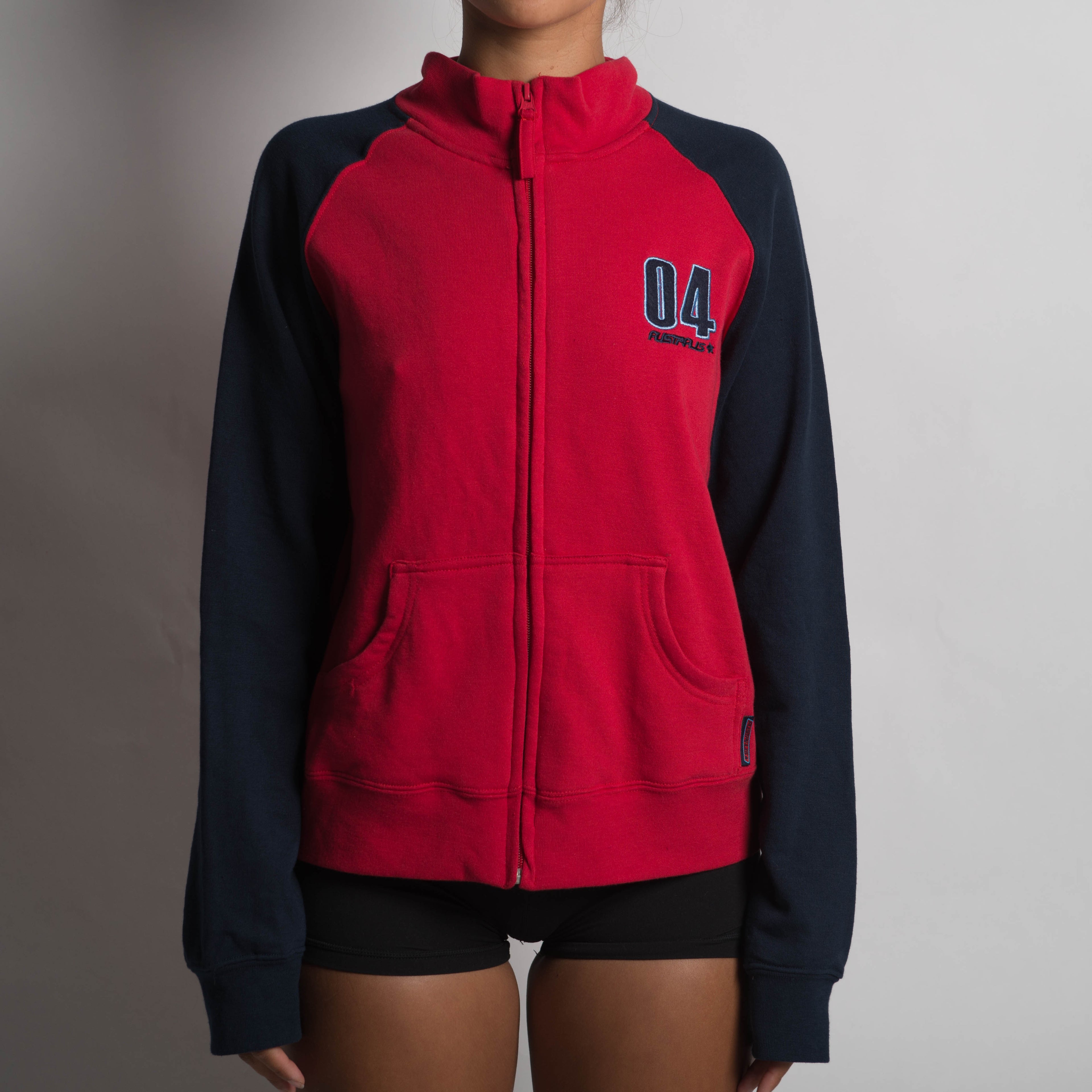 RED RAGLAN ZIP JACKET