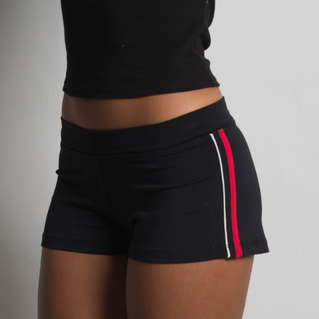 RED STRIPE KICK SHORTS