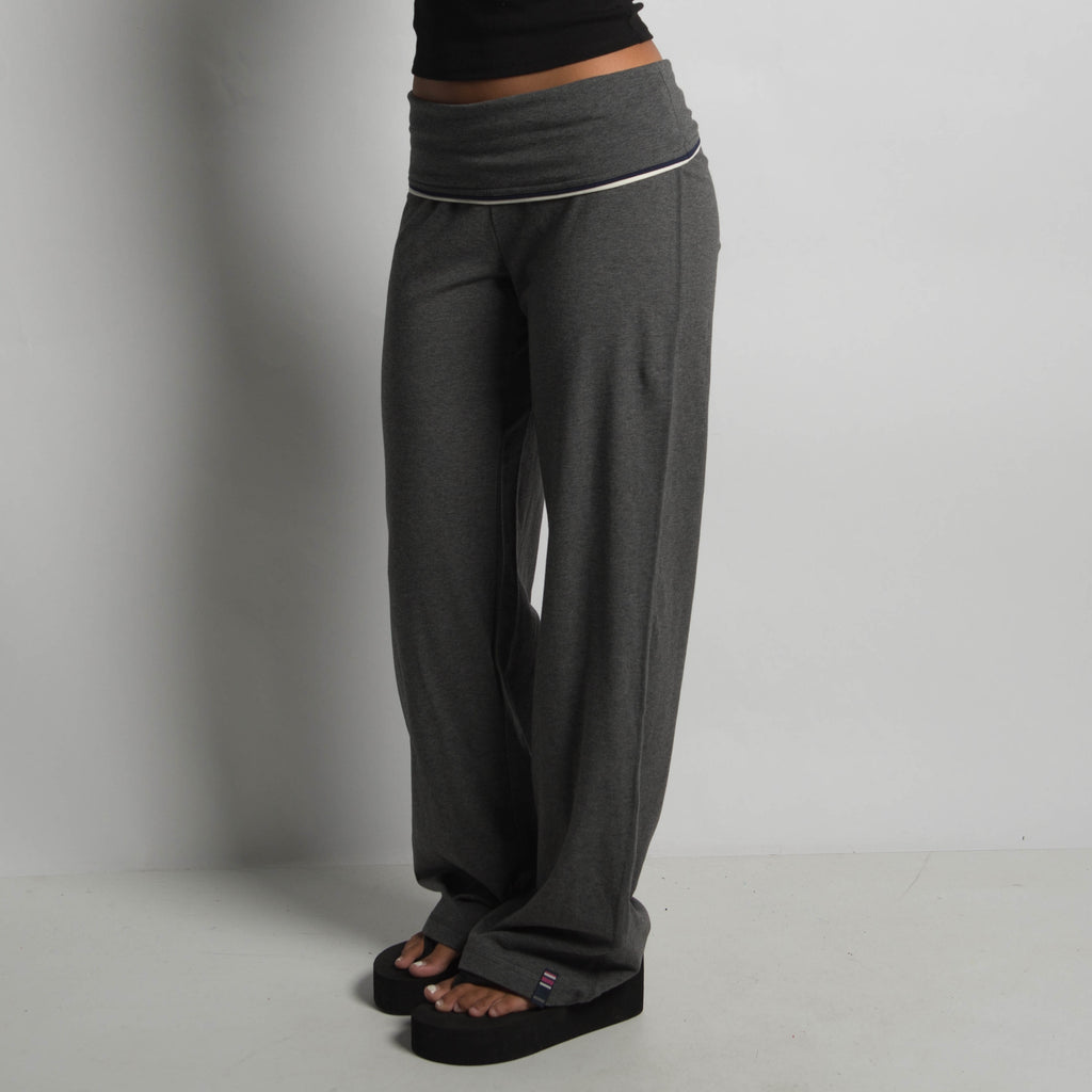 GREY FOLD OVER FLARE PANTS