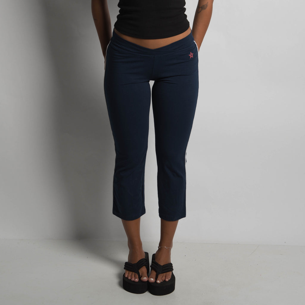 NAVY CROP KICK FLARE PANTS
