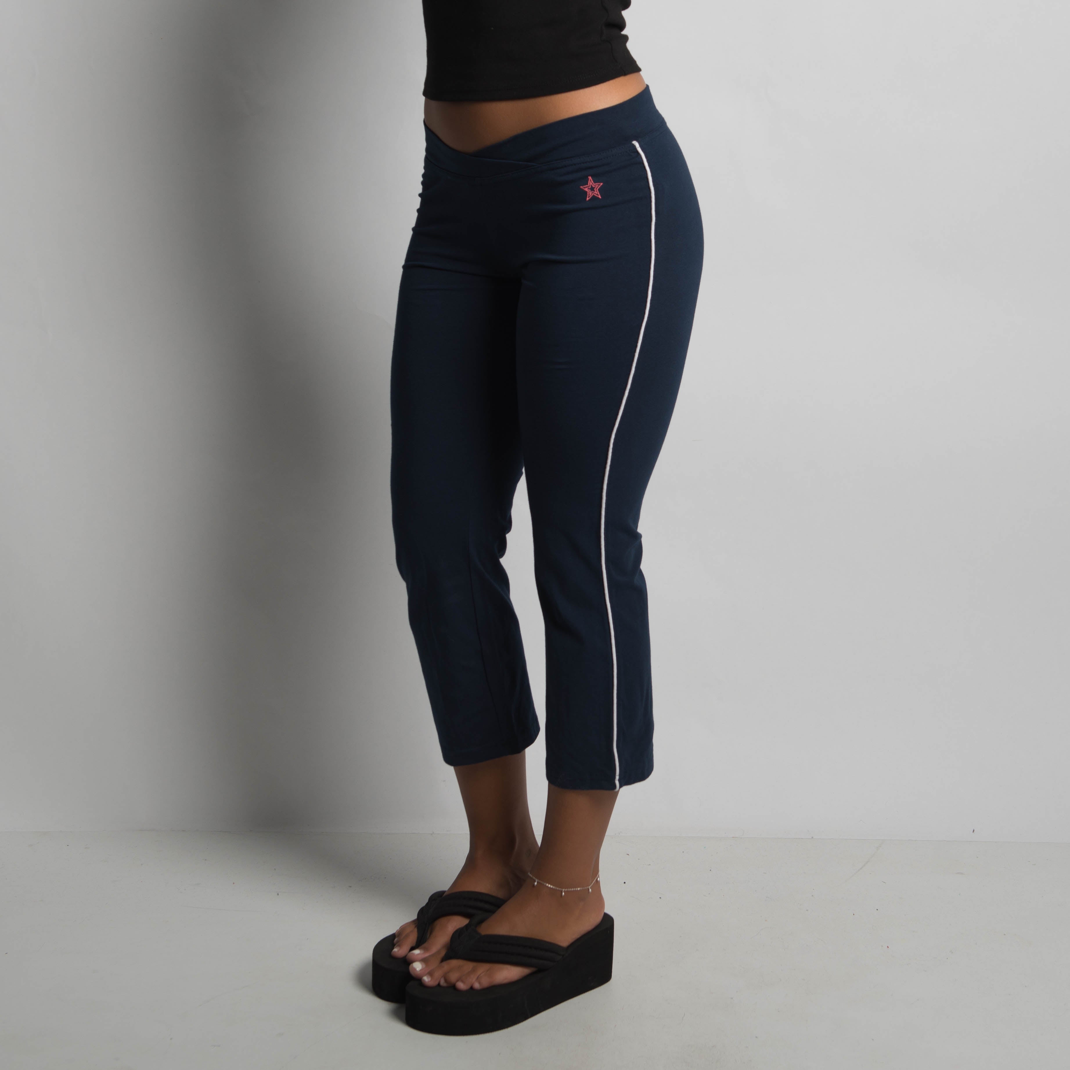 NAVY CROP KICK FLARE PANTS