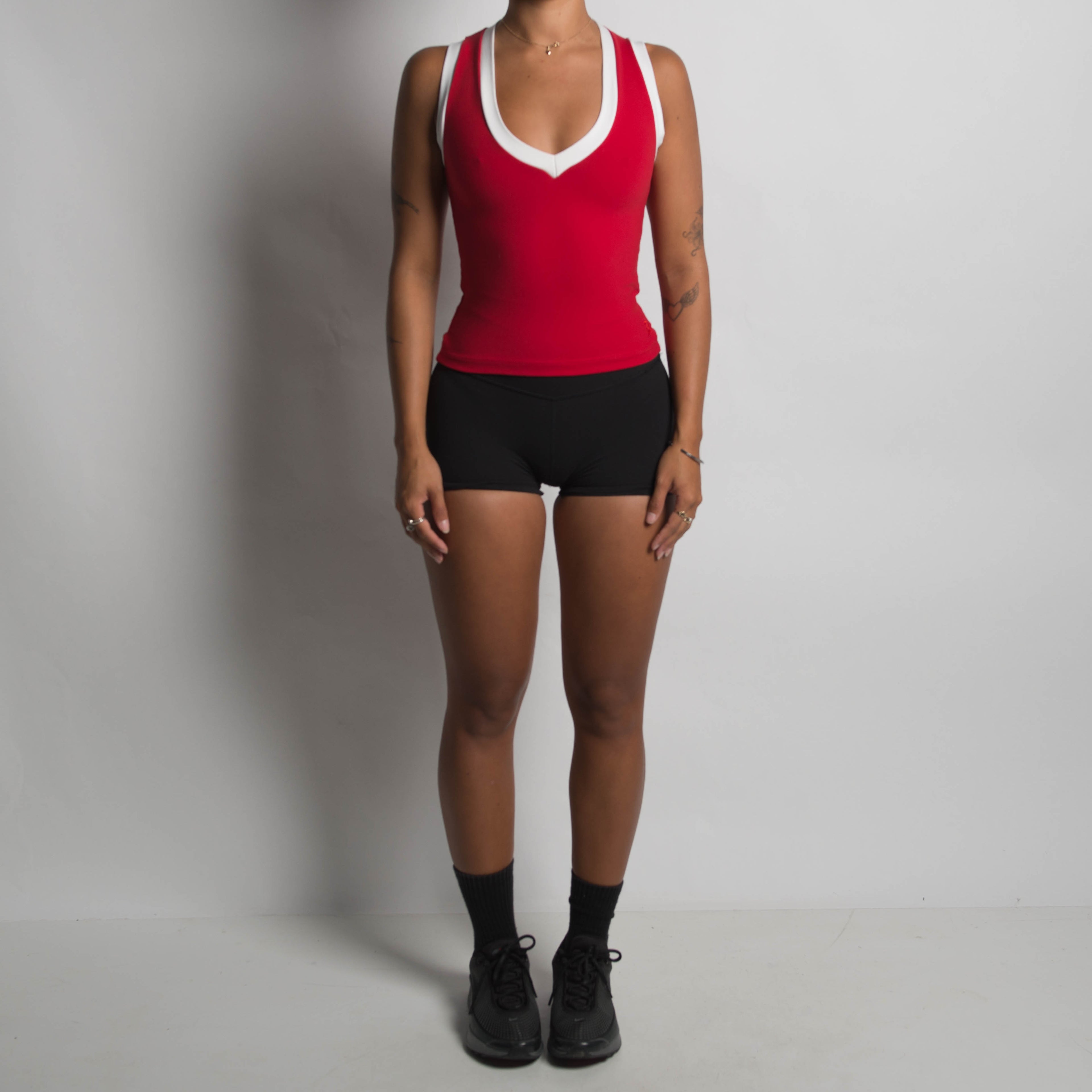RED V NECK TANK TOP