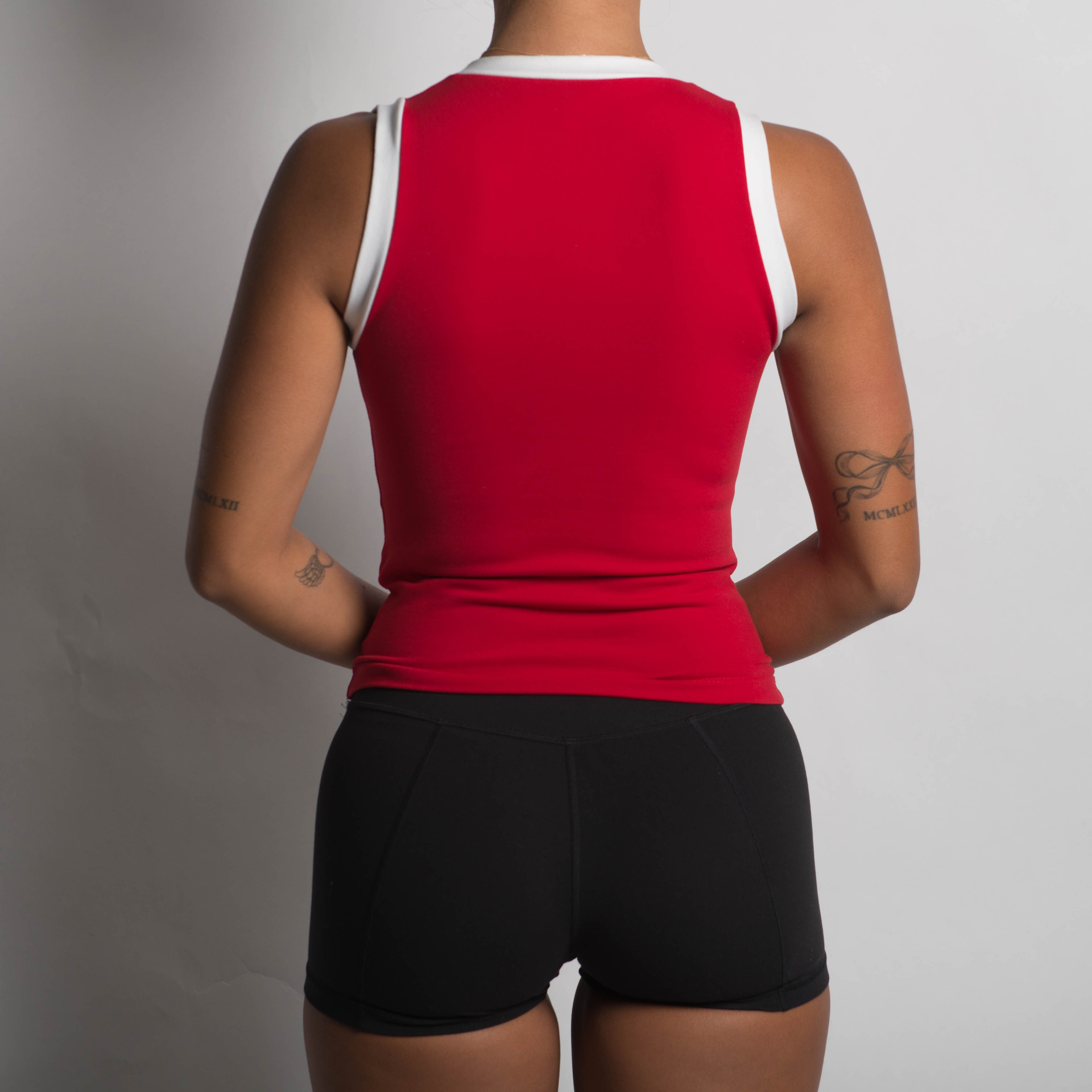 RED V NECK TANK TOP
