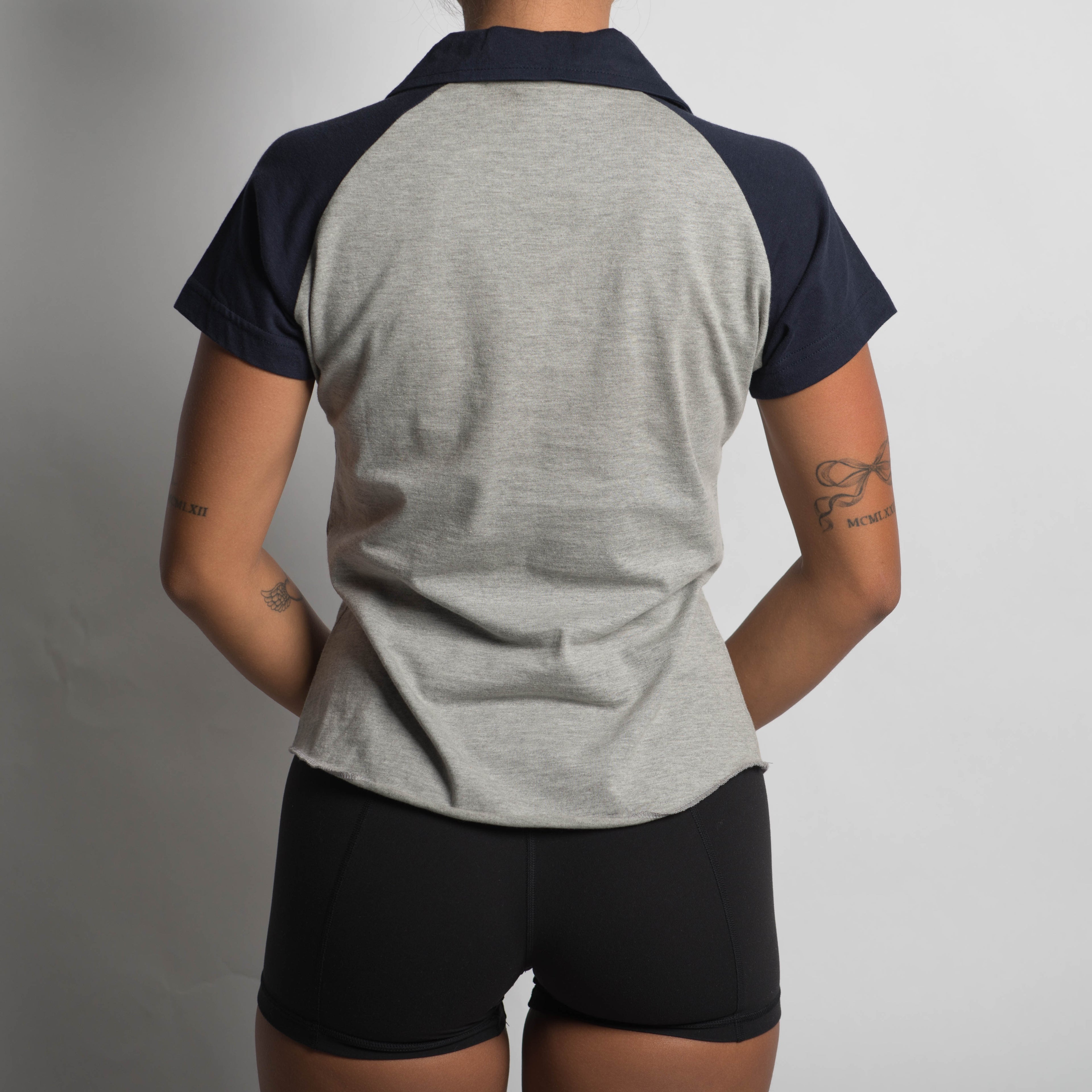 GREY RAGLAN POLO SHIRT