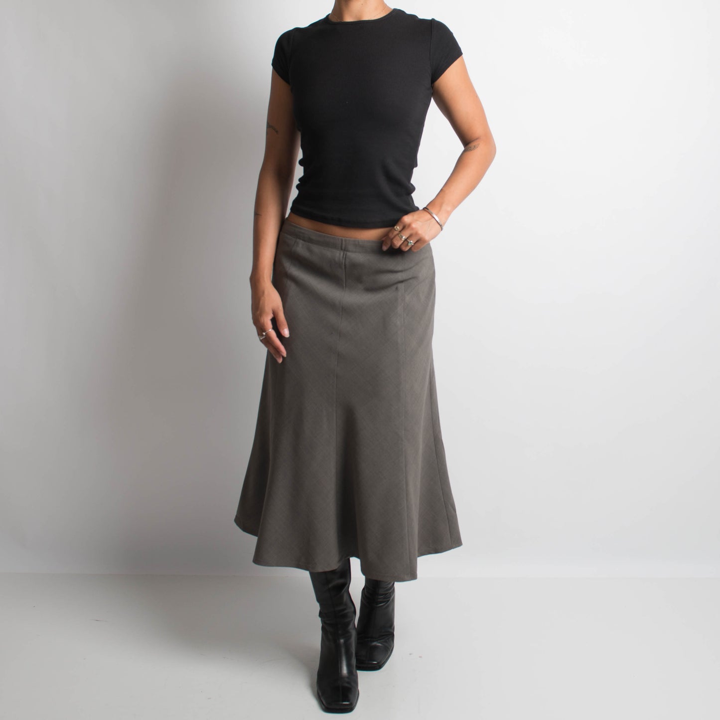 GREY MIDI SKIRT