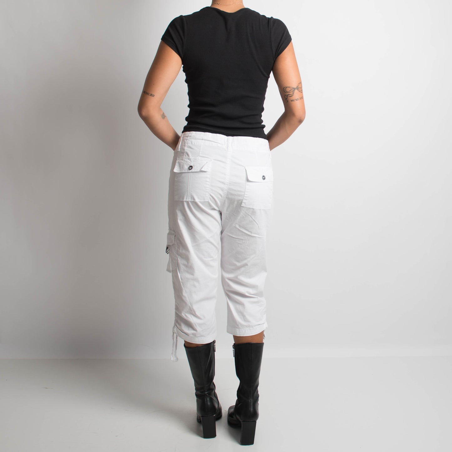 WHITE CAPRI UTILITY PANTS