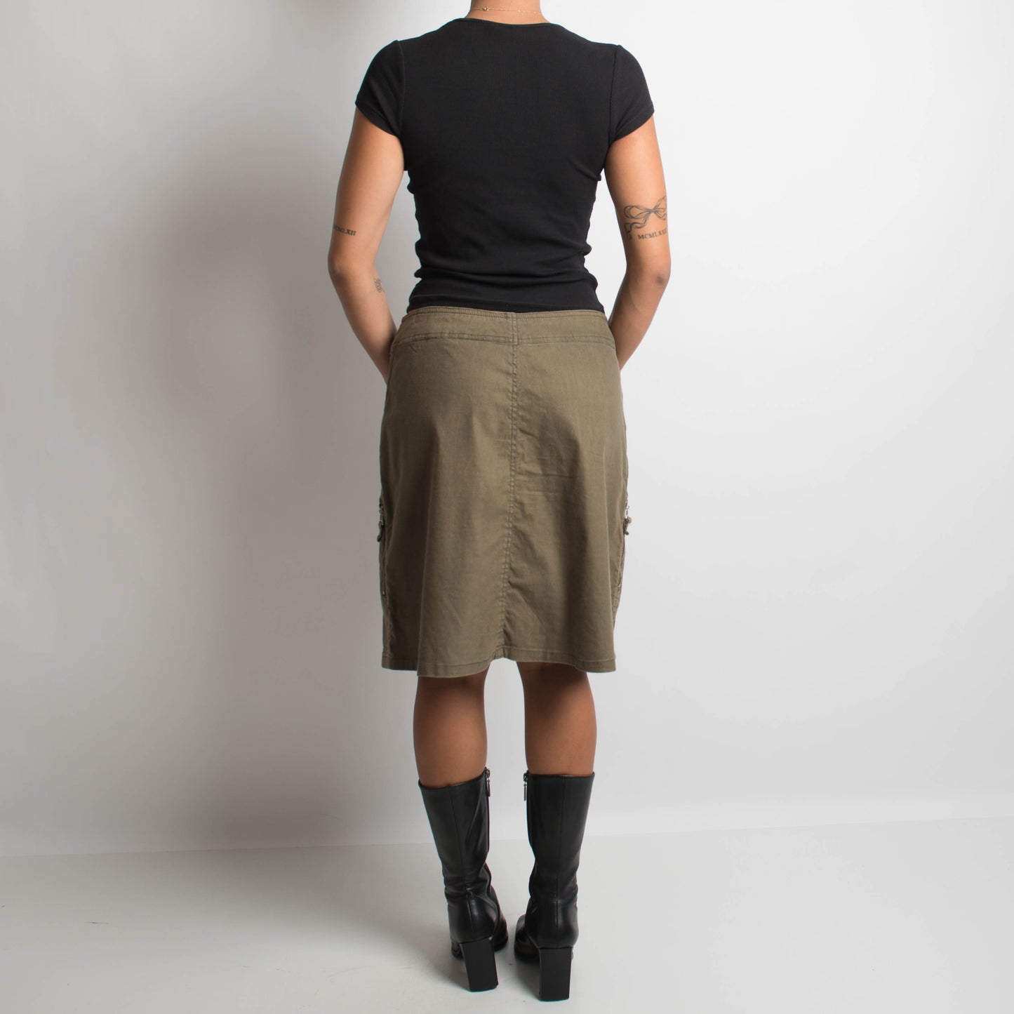 KHAKI MIDI SKIRT