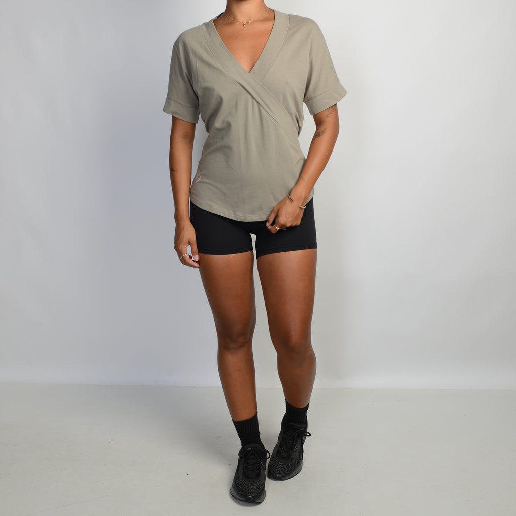 SAGE FAUX WRAP TOP