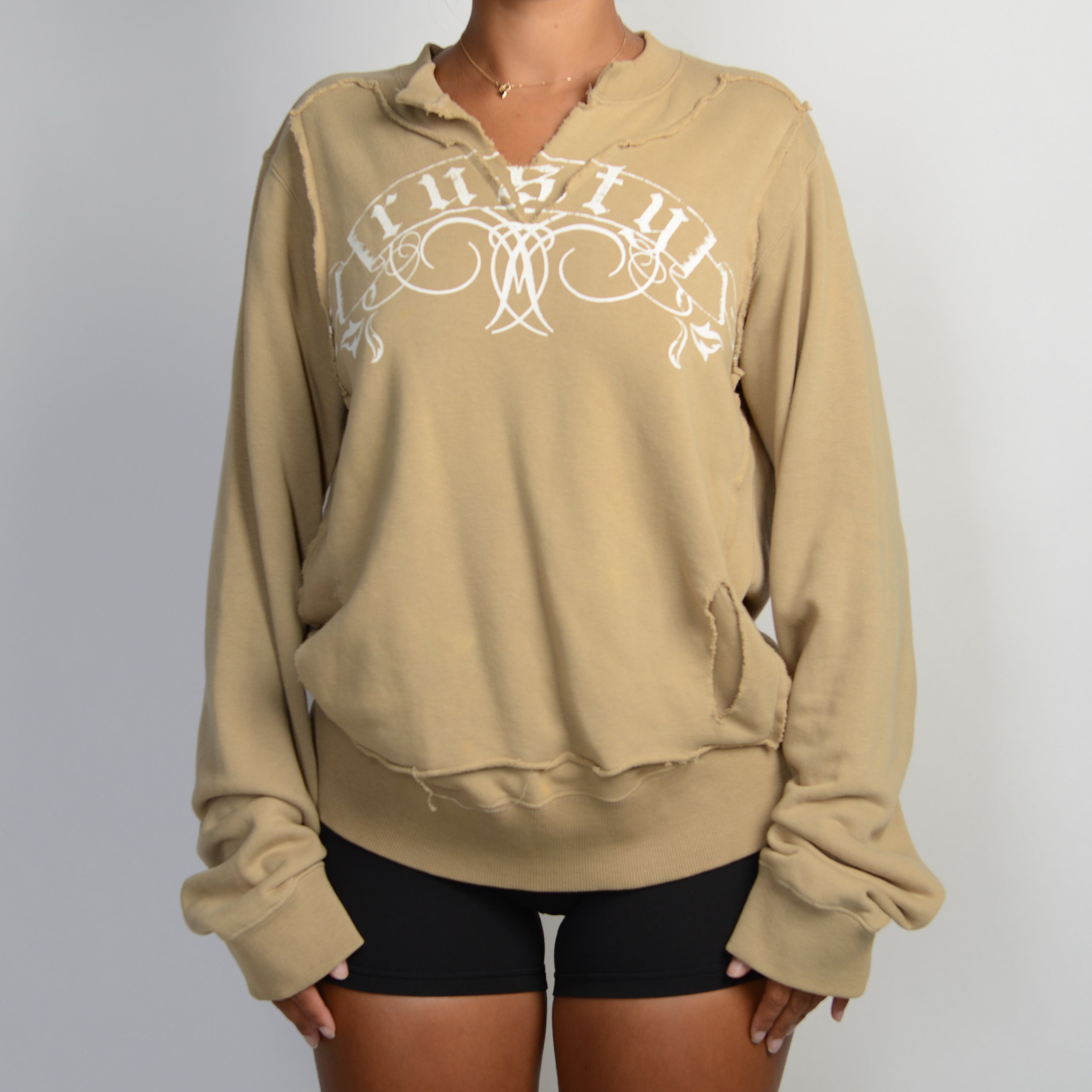 TAN DISTRESSED SWEATER