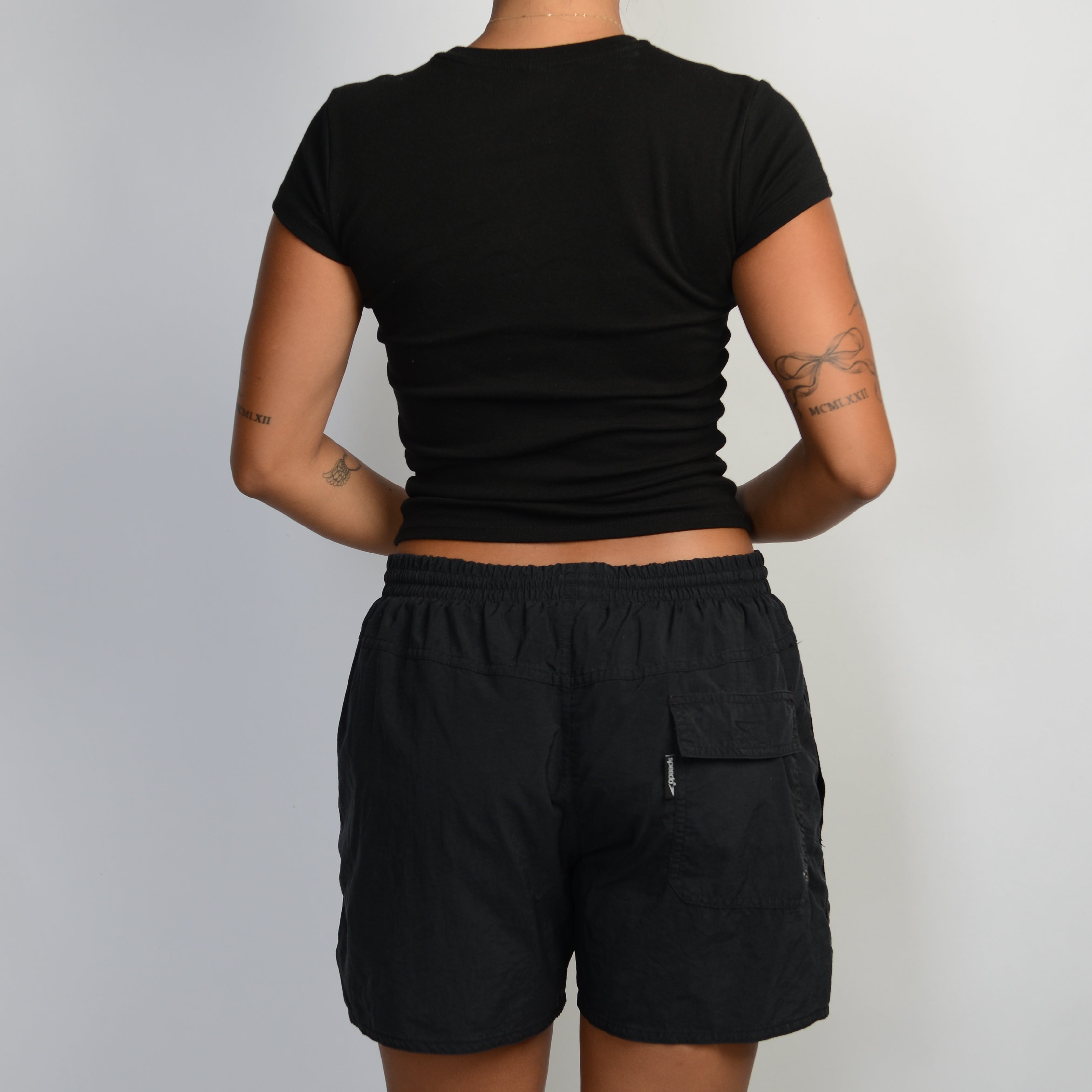 BLACK NYLON SHORTS