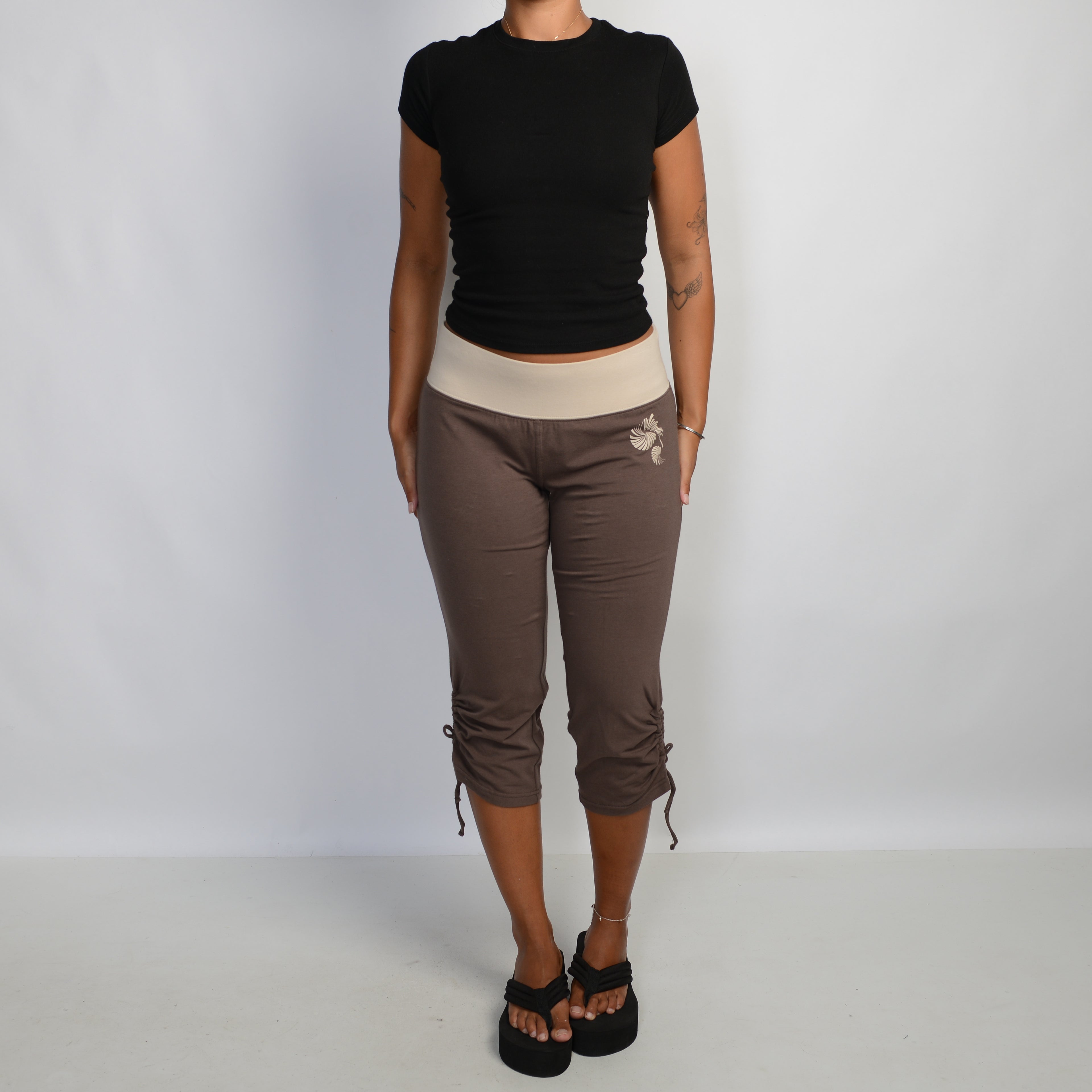 BROWN CROP COTTON TIGHTS