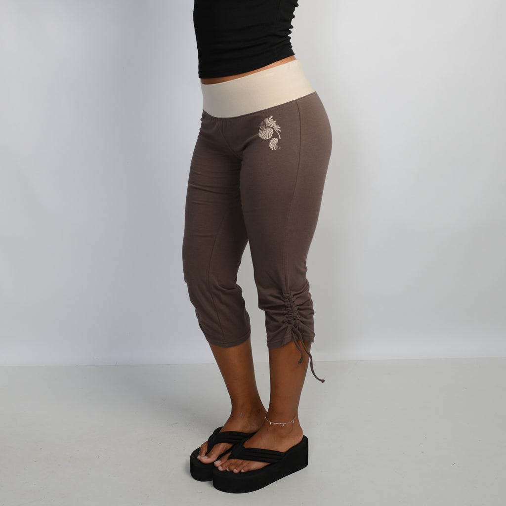 BROWN CROP COTTON TIGHTS