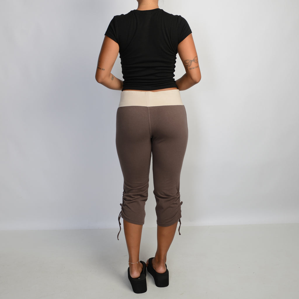 BROWN CROP COTTON TIGHTS