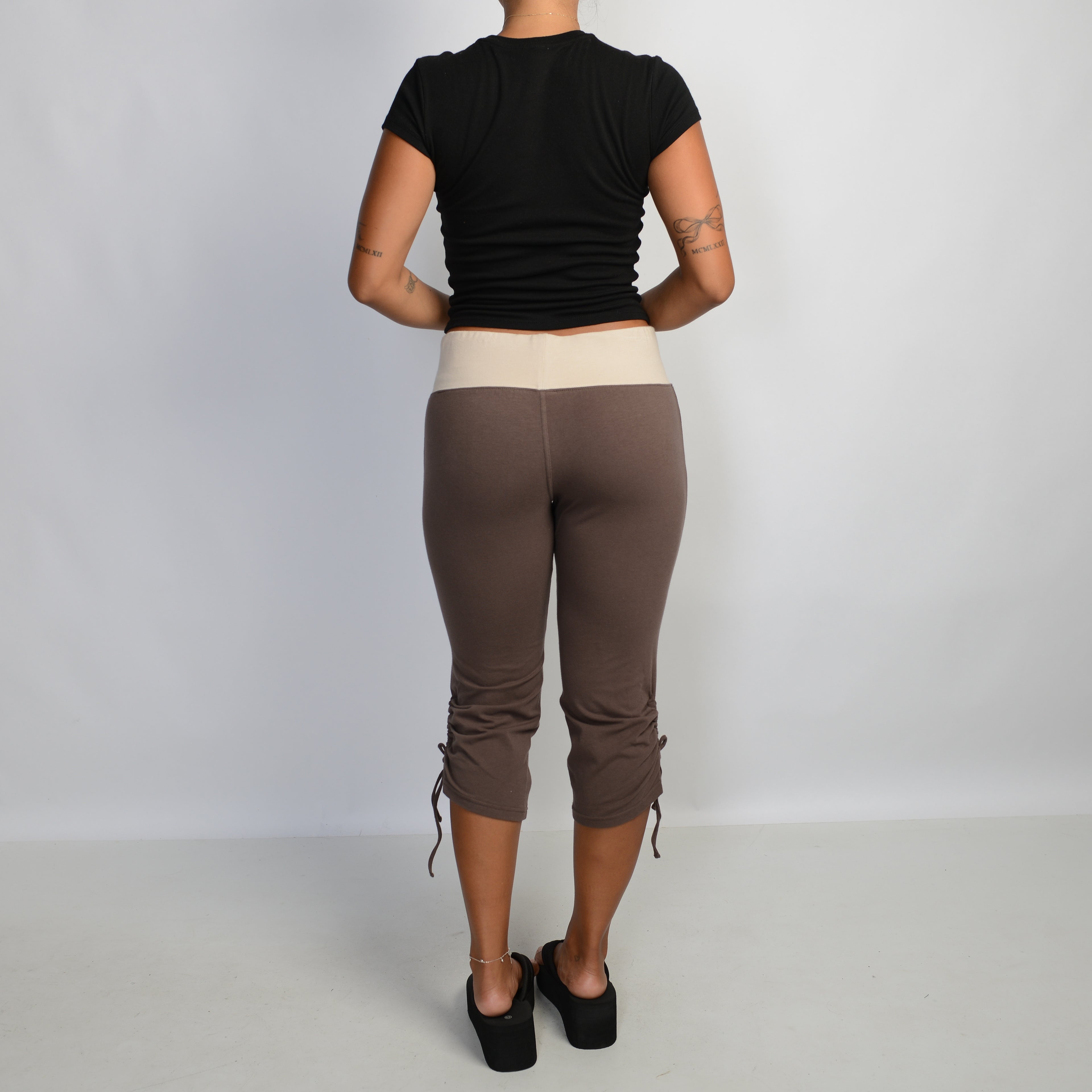 BROWN CROP COTTON TIGHTS