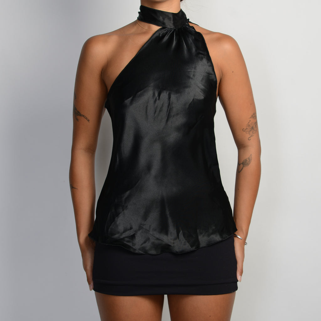 BLACK SATIN TOP