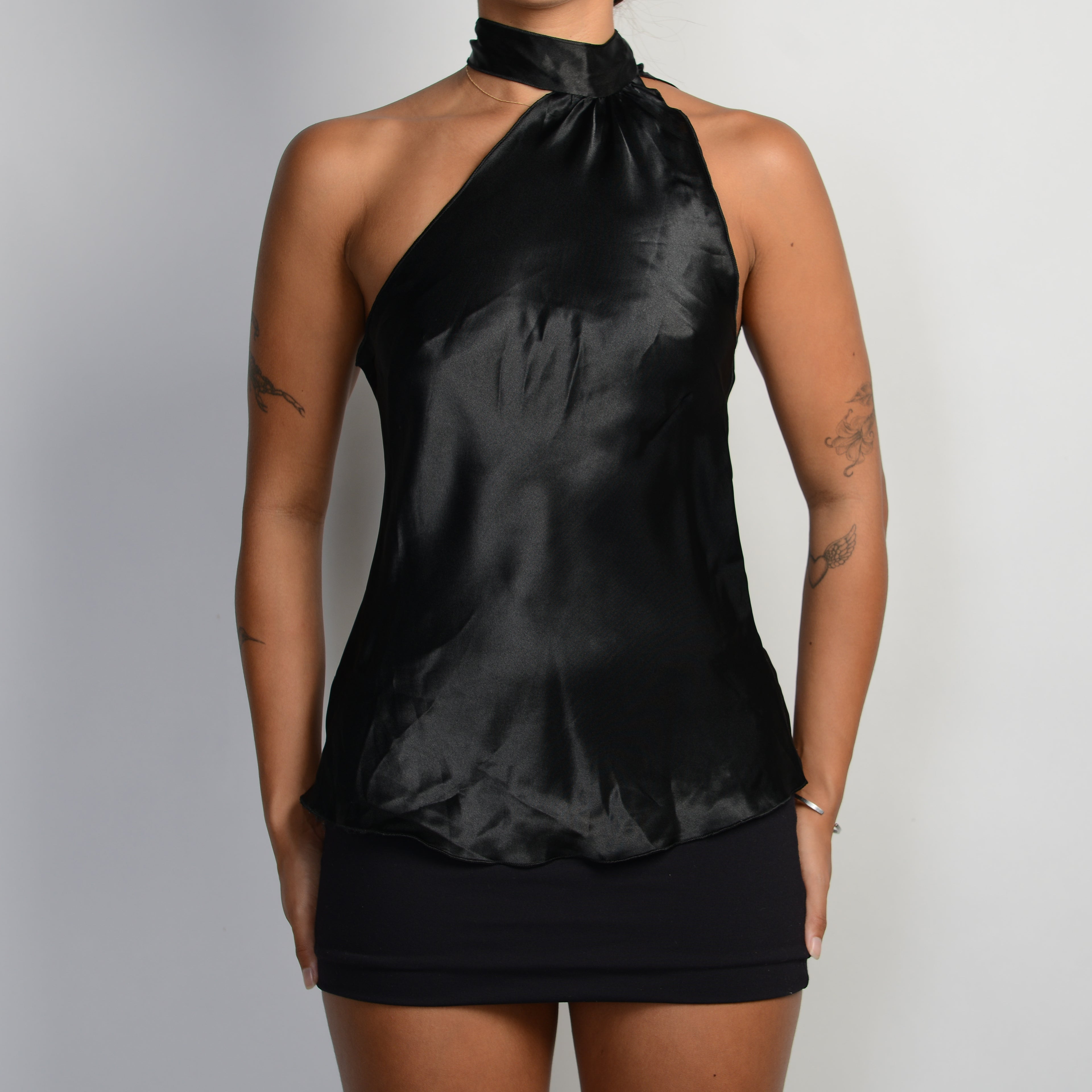 BLACK SATIN TOP