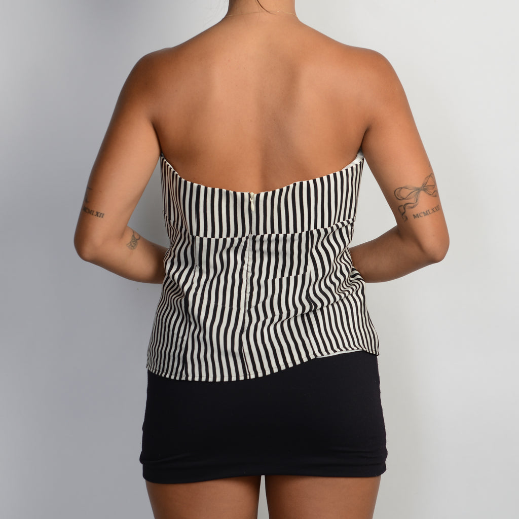 B&W STRIPE STRAPLESS TOP