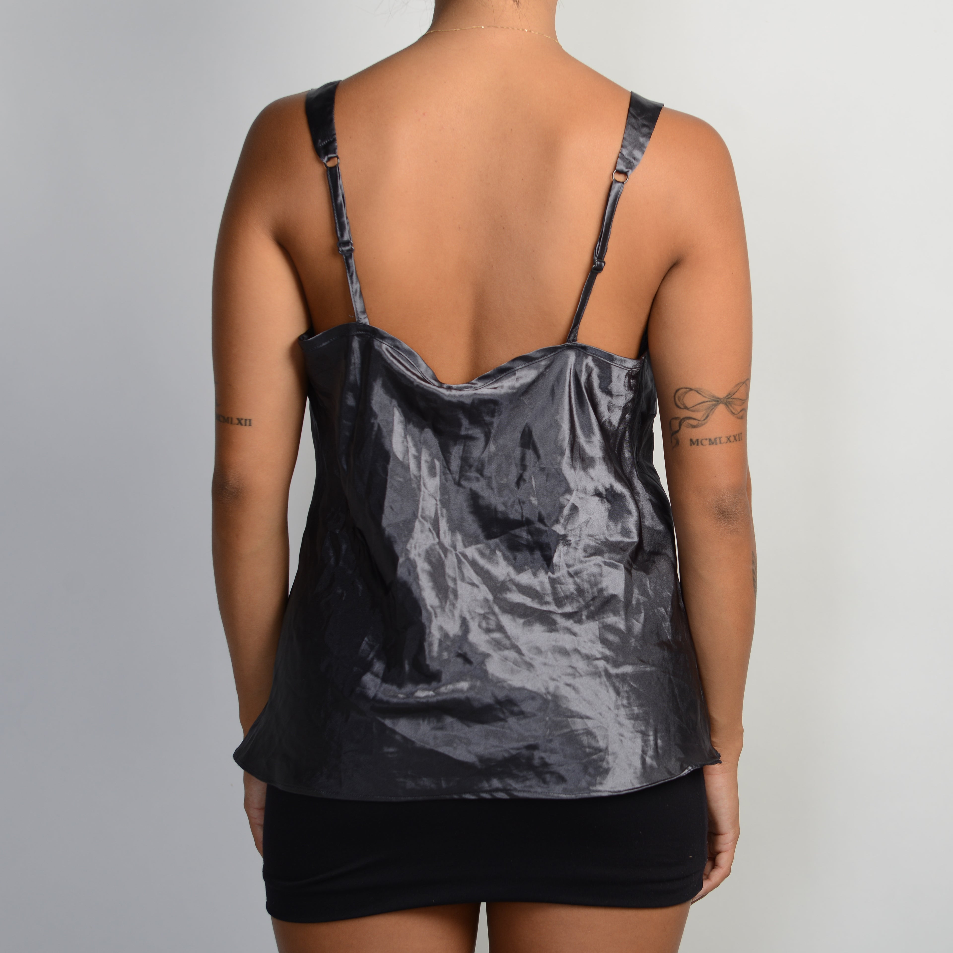 CHARCOAL SATIN CAMISOLE