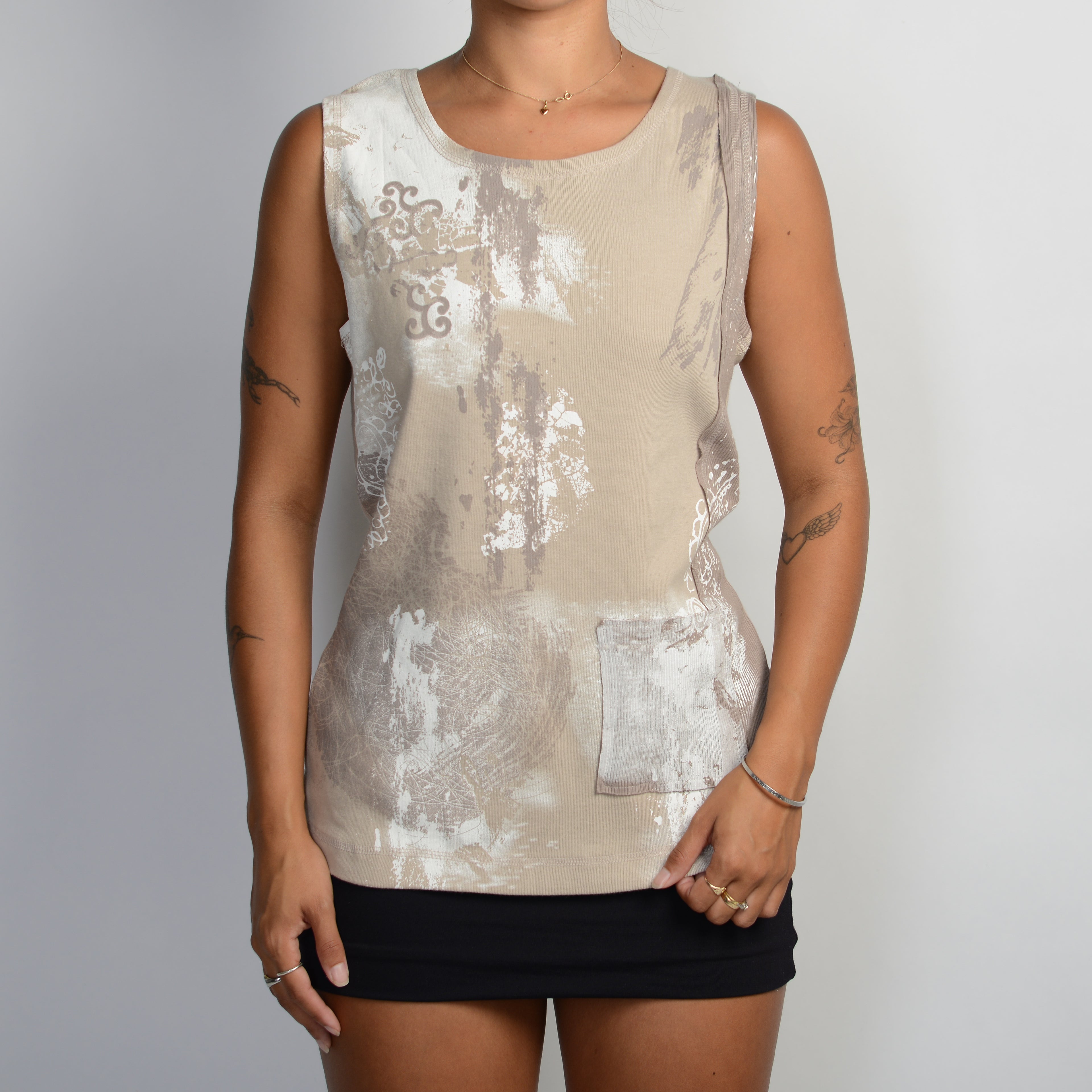BEIGE SLEEVELESS TOP