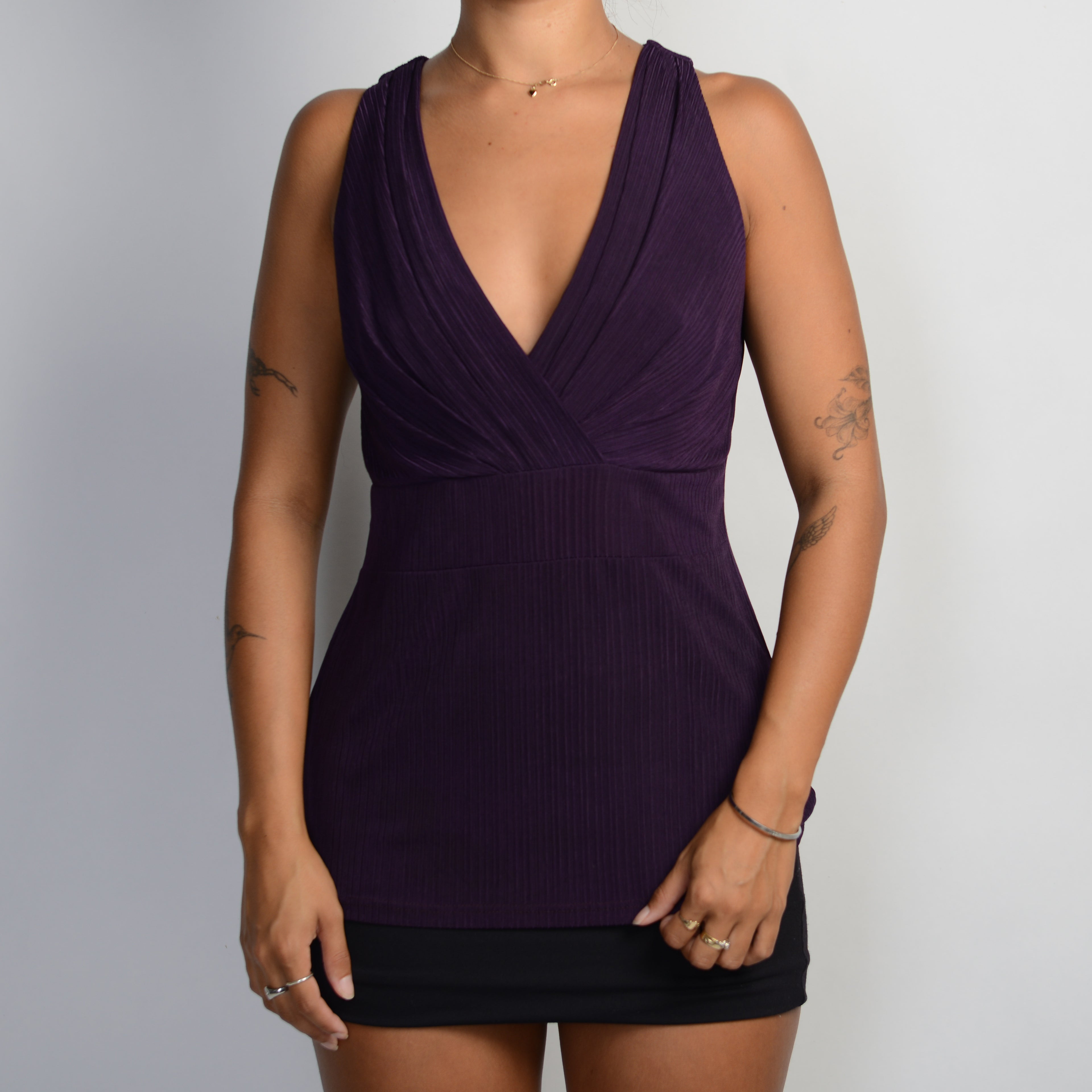 DARK PURPLE V NECK TOP