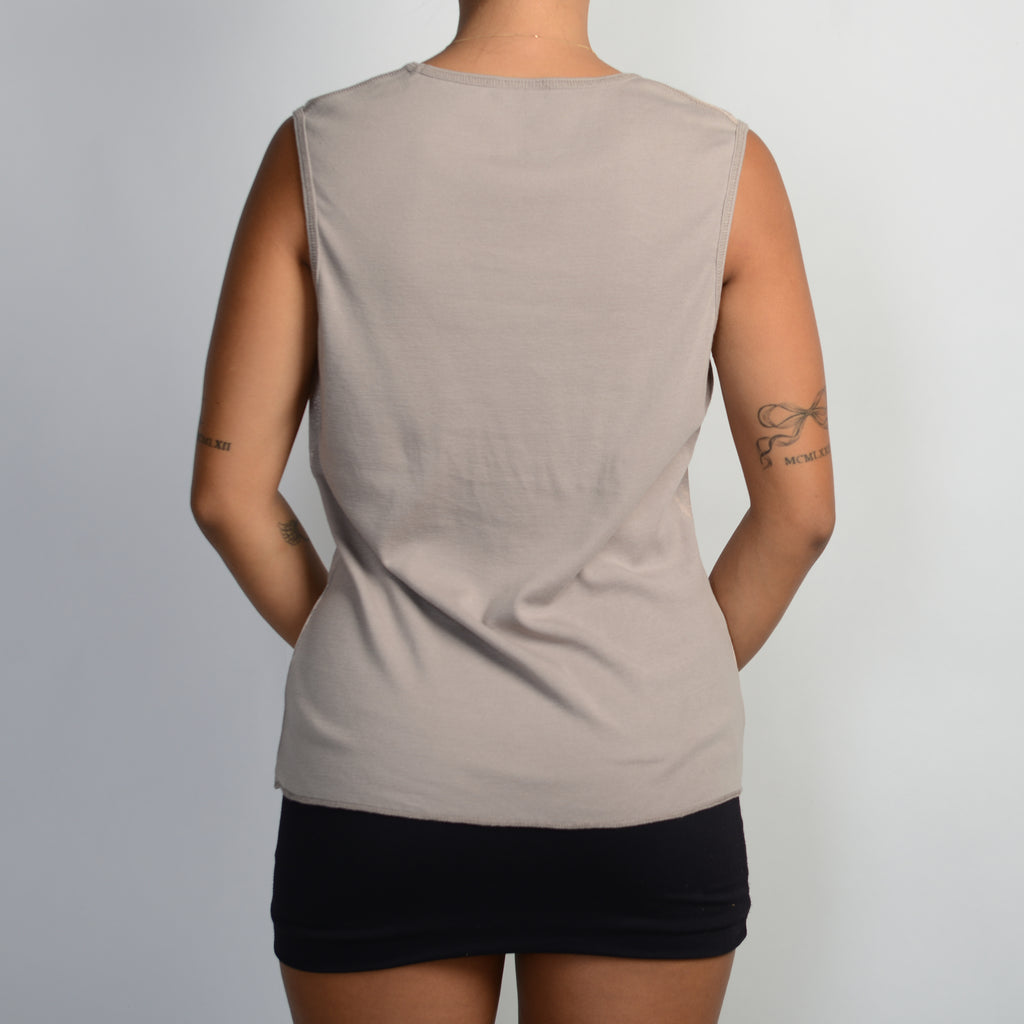 BROWN SLEEVELESS TOP