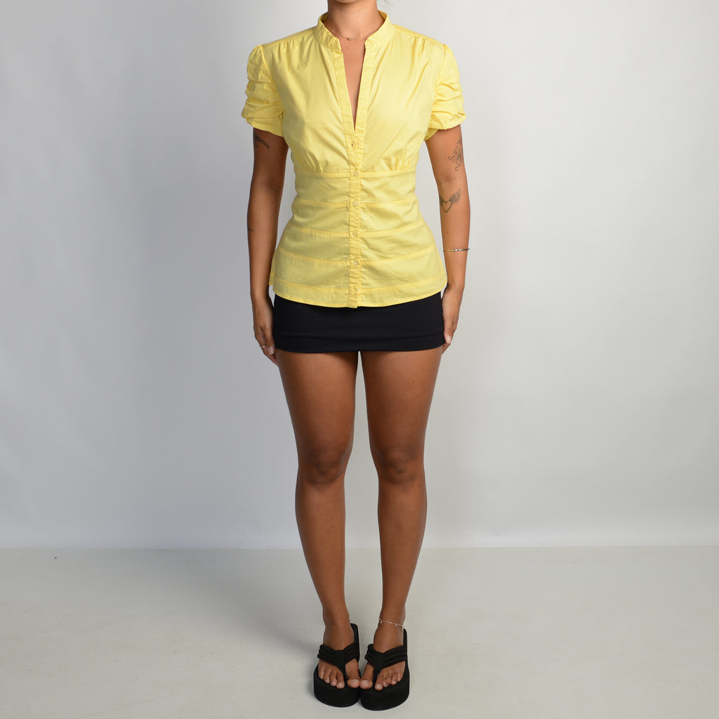 YELLOW SHORT SLEEVE BLOUSE