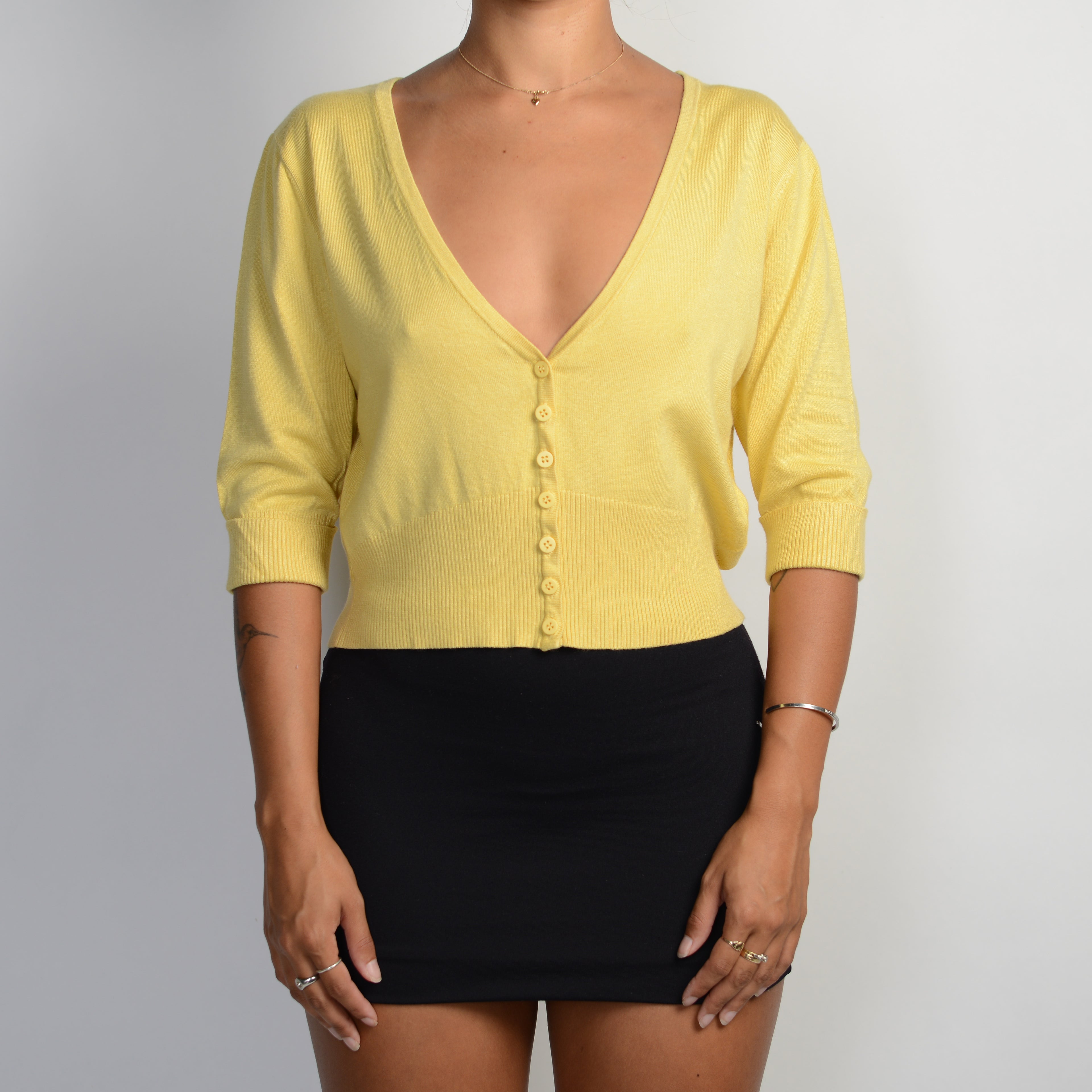 YELLOW 1/2 SLEEVE CARDIGAN