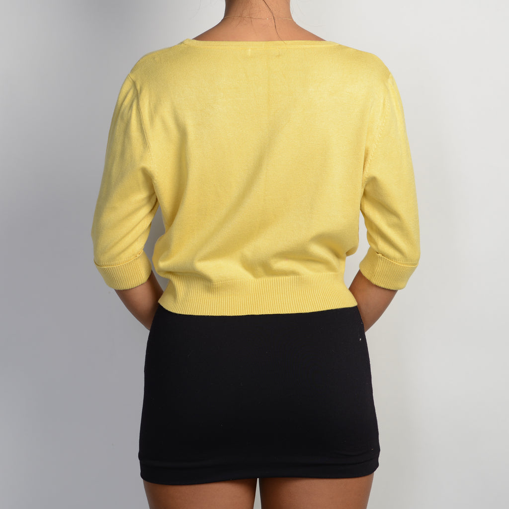 YELLOW 1/2 SLEEVE CARDIGAN