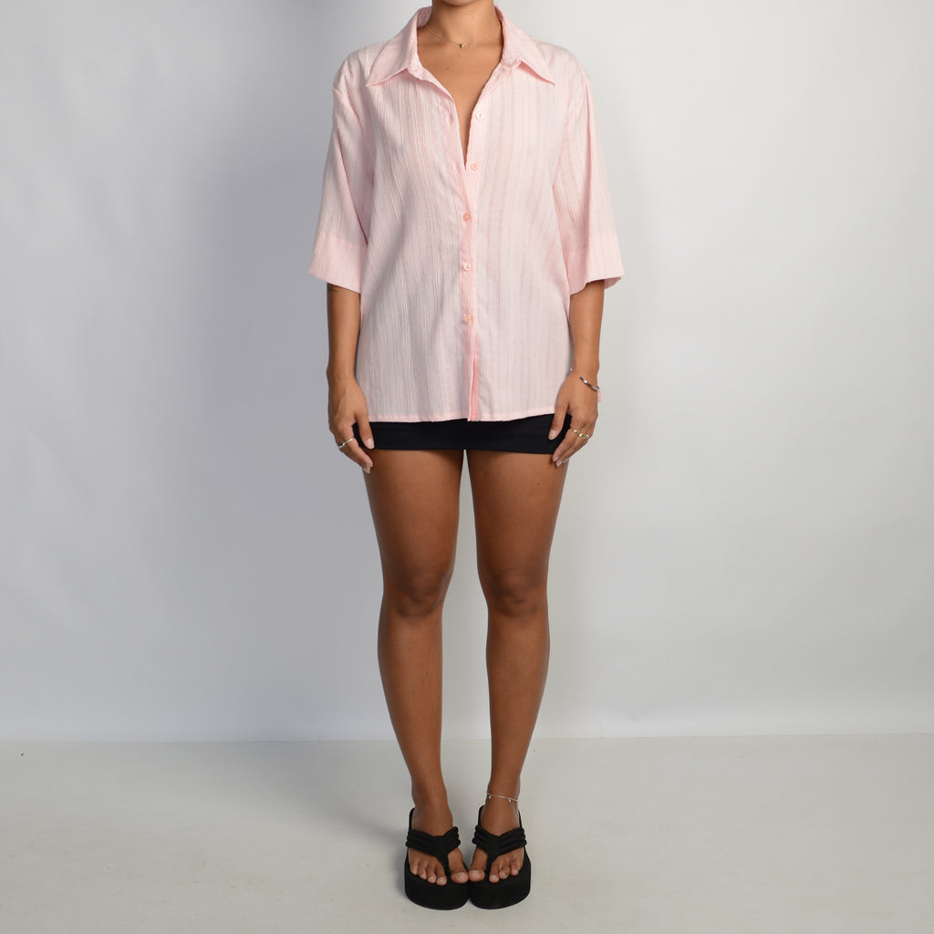 PINK BUTTON UP TOP