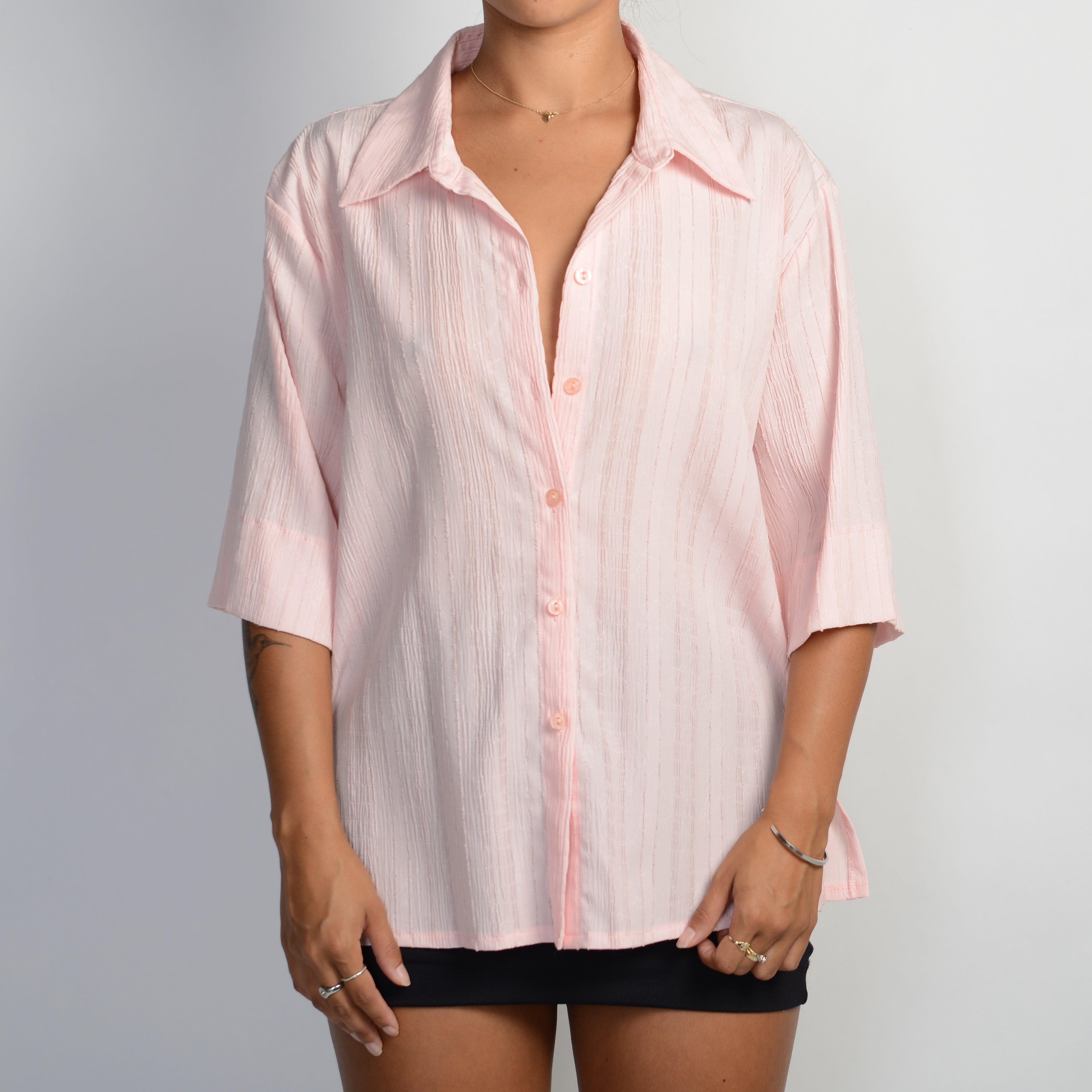 PINK BUTTON UP TOP