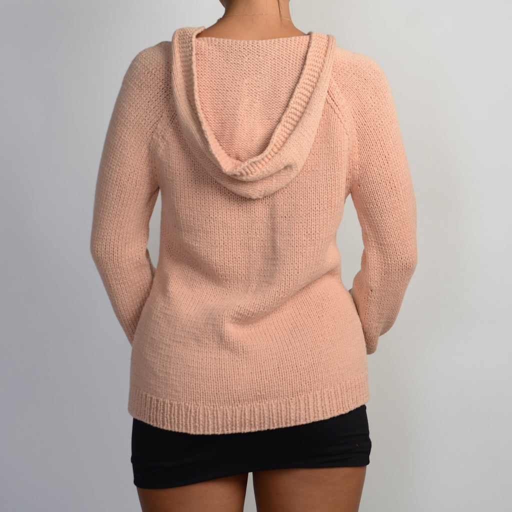 PEACH KNIT HOODED SWEATER