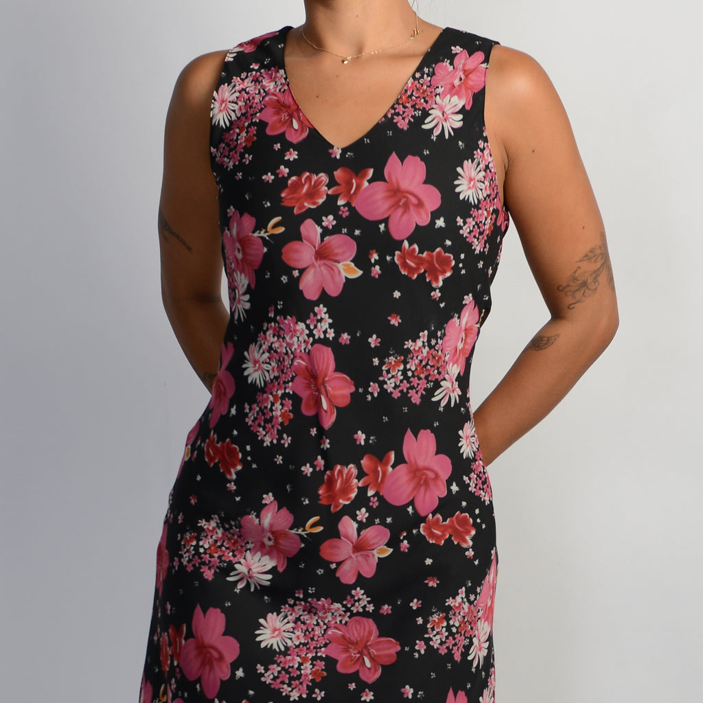 PINK FLORAL MIDI DRESS