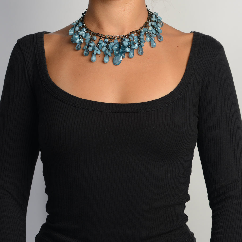 BLUE BEADED NECKLACE