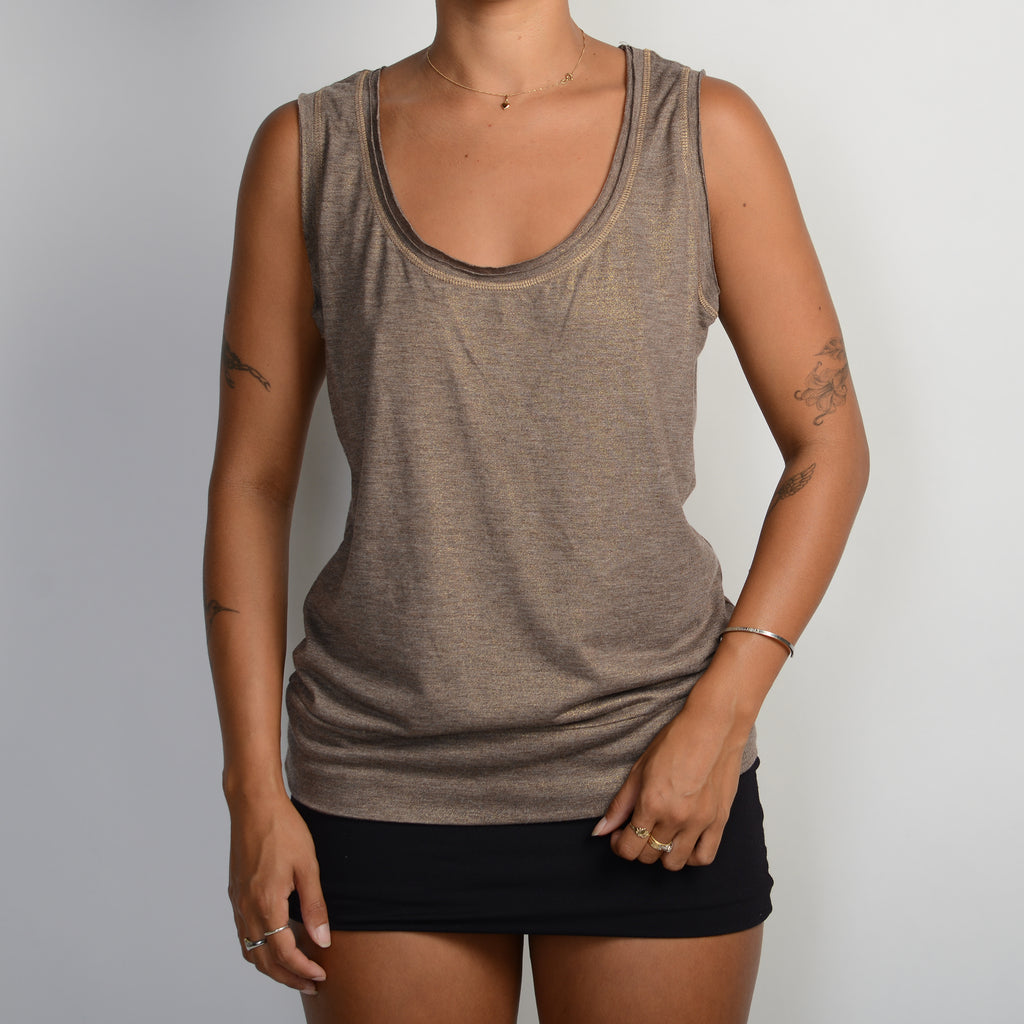 BROWN METALLIC TANK TOP