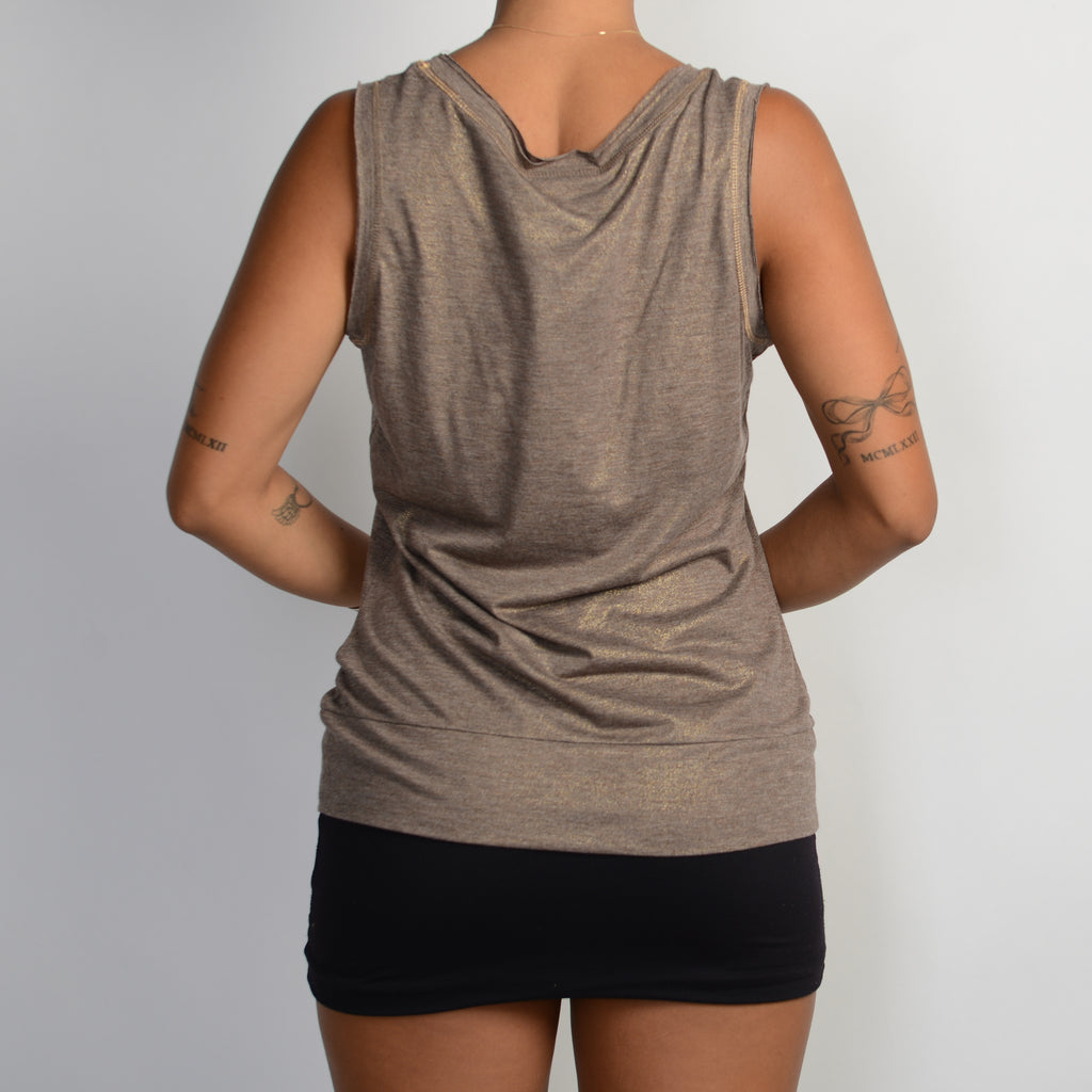 BROWN METALLIC TANK TOP