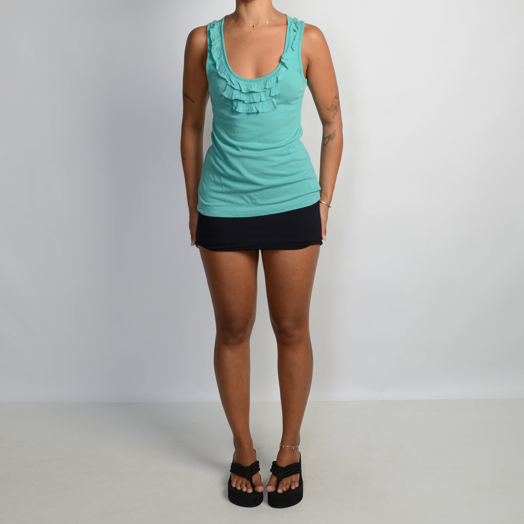 TEAL RUFFLE TANK TOP