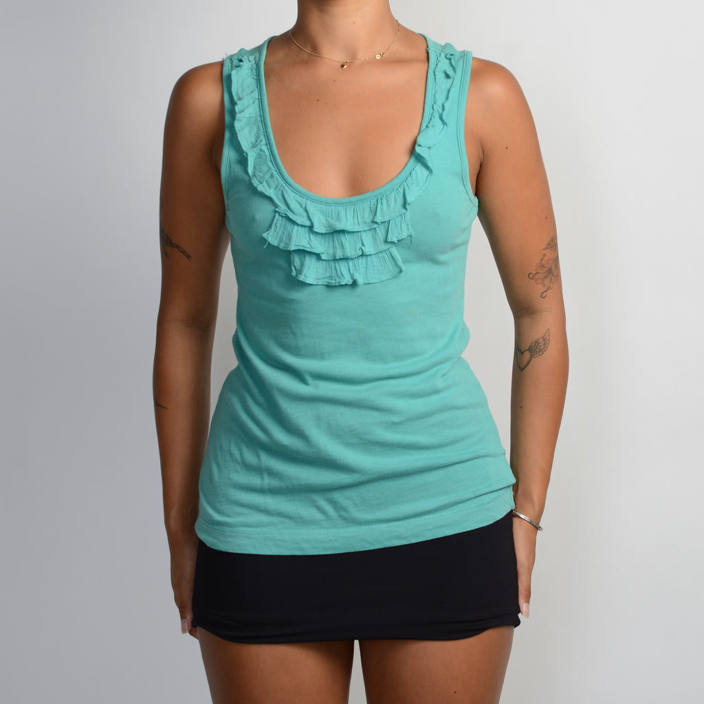 TEAL RUFFLE TANK TOP