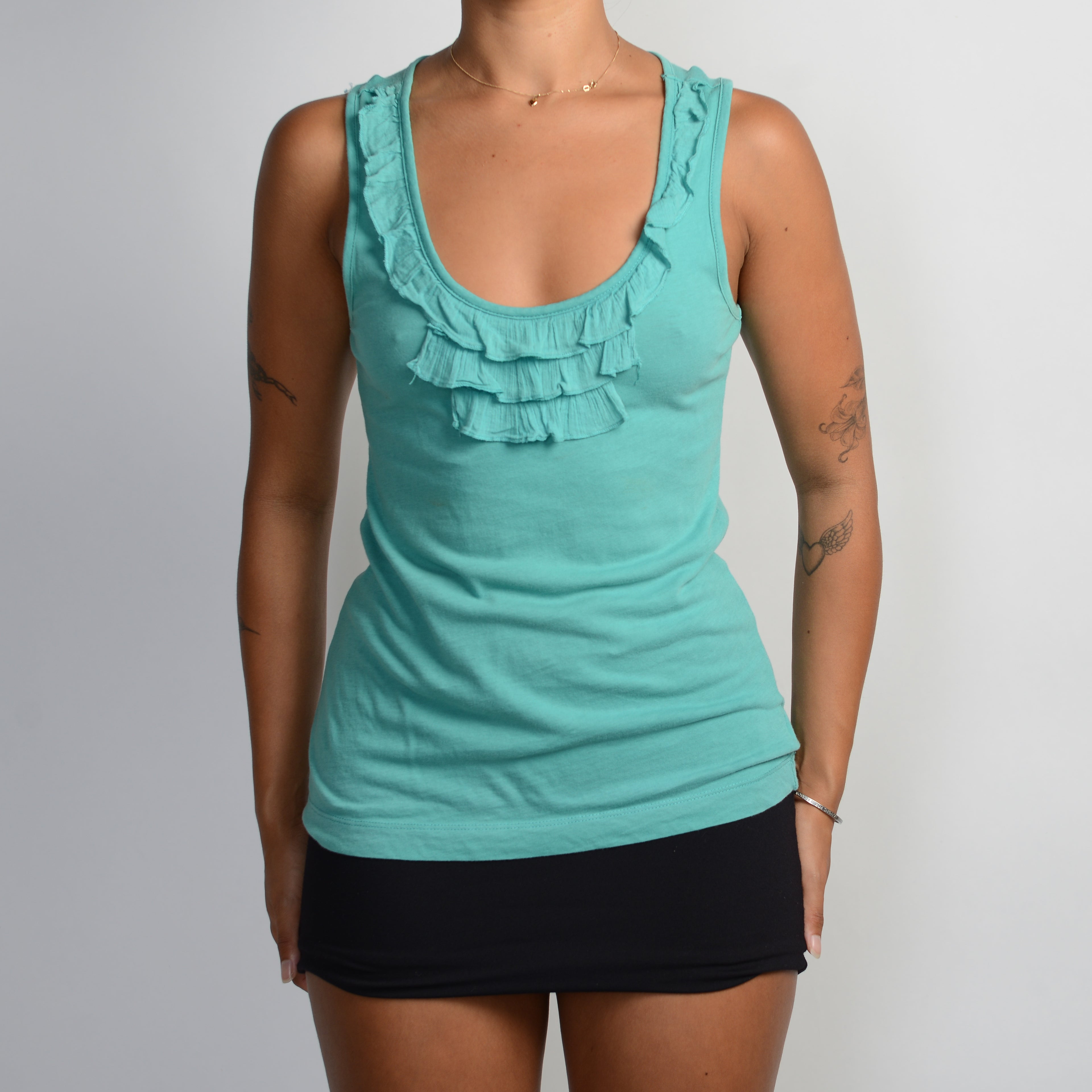 TEAL RUFFLE TANK TOP