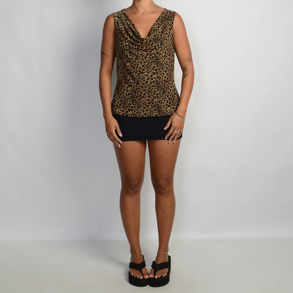 PATTERN COWL NECK TOP