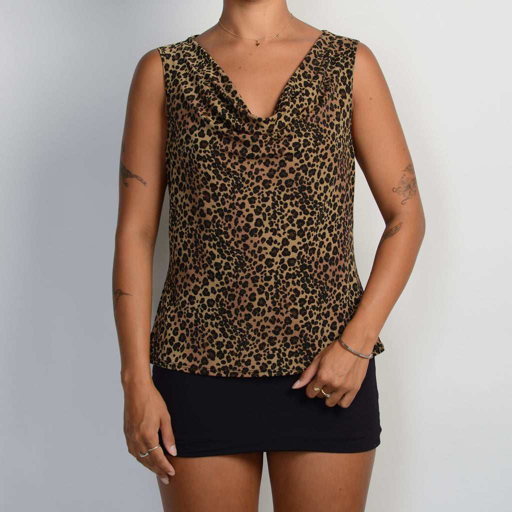 PATTERN COWL NECK TOP