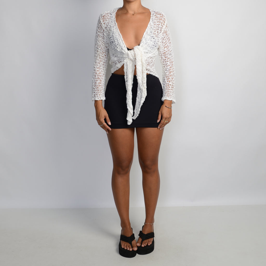 WHITE CROCHET KNIT TOP