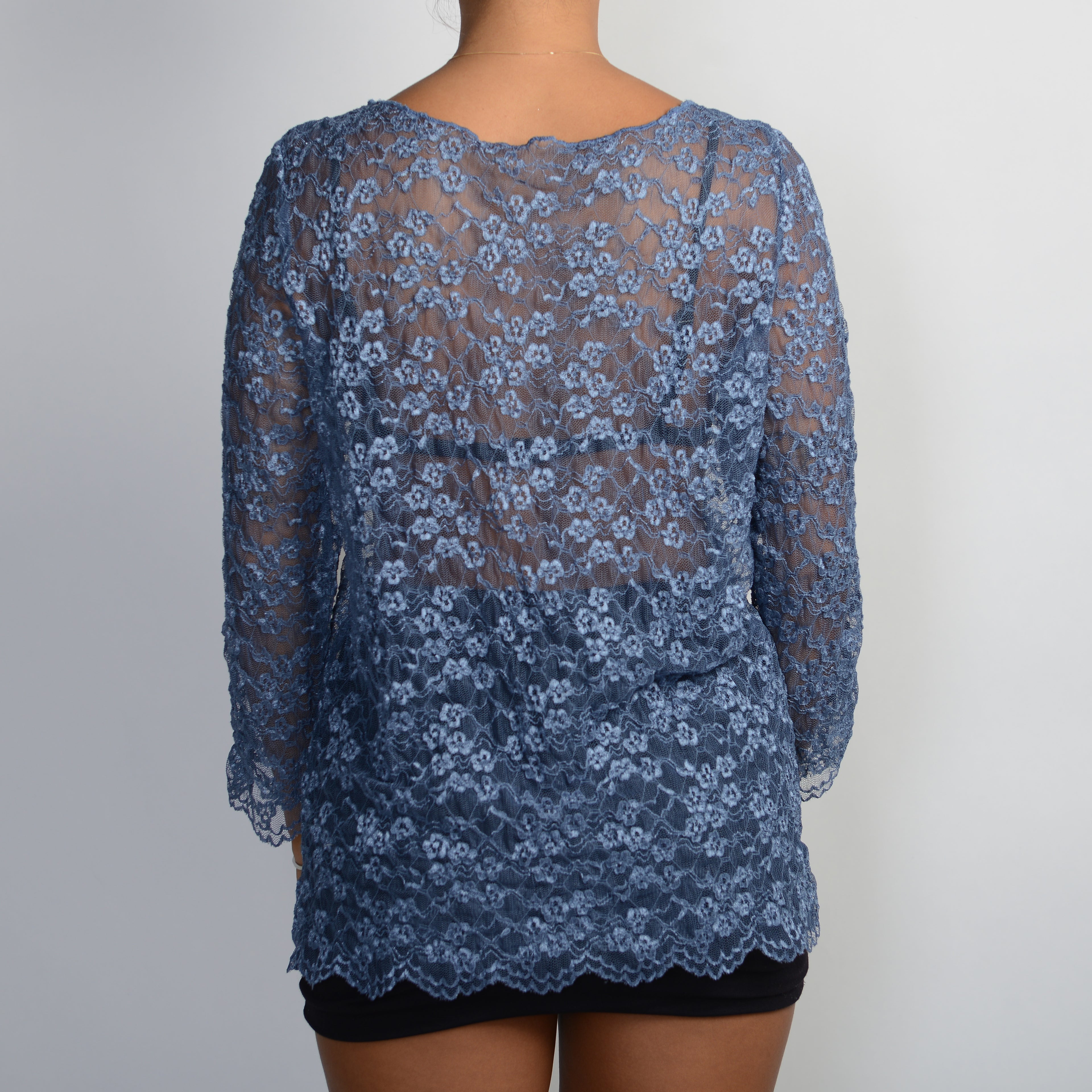 BLUE SHEER LACE TOP