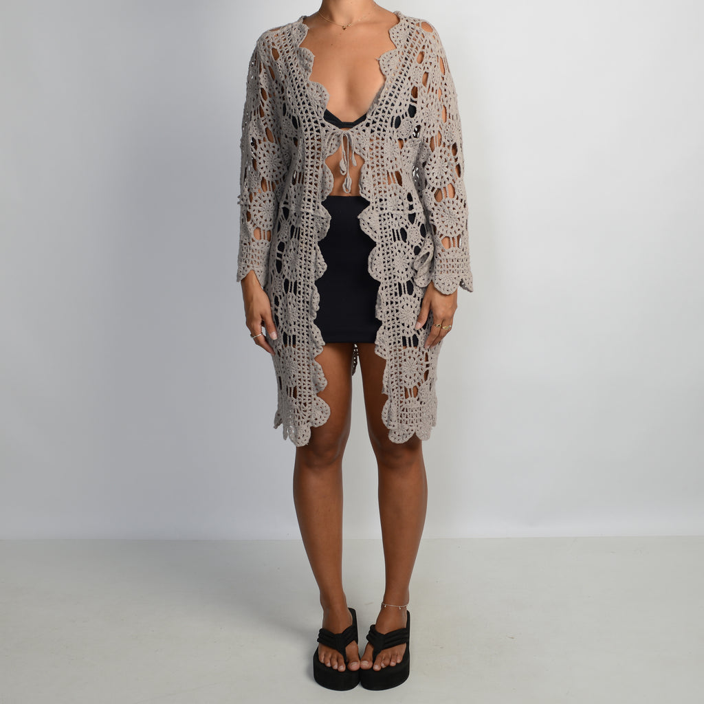 GREY CROCHET CARDIGAN