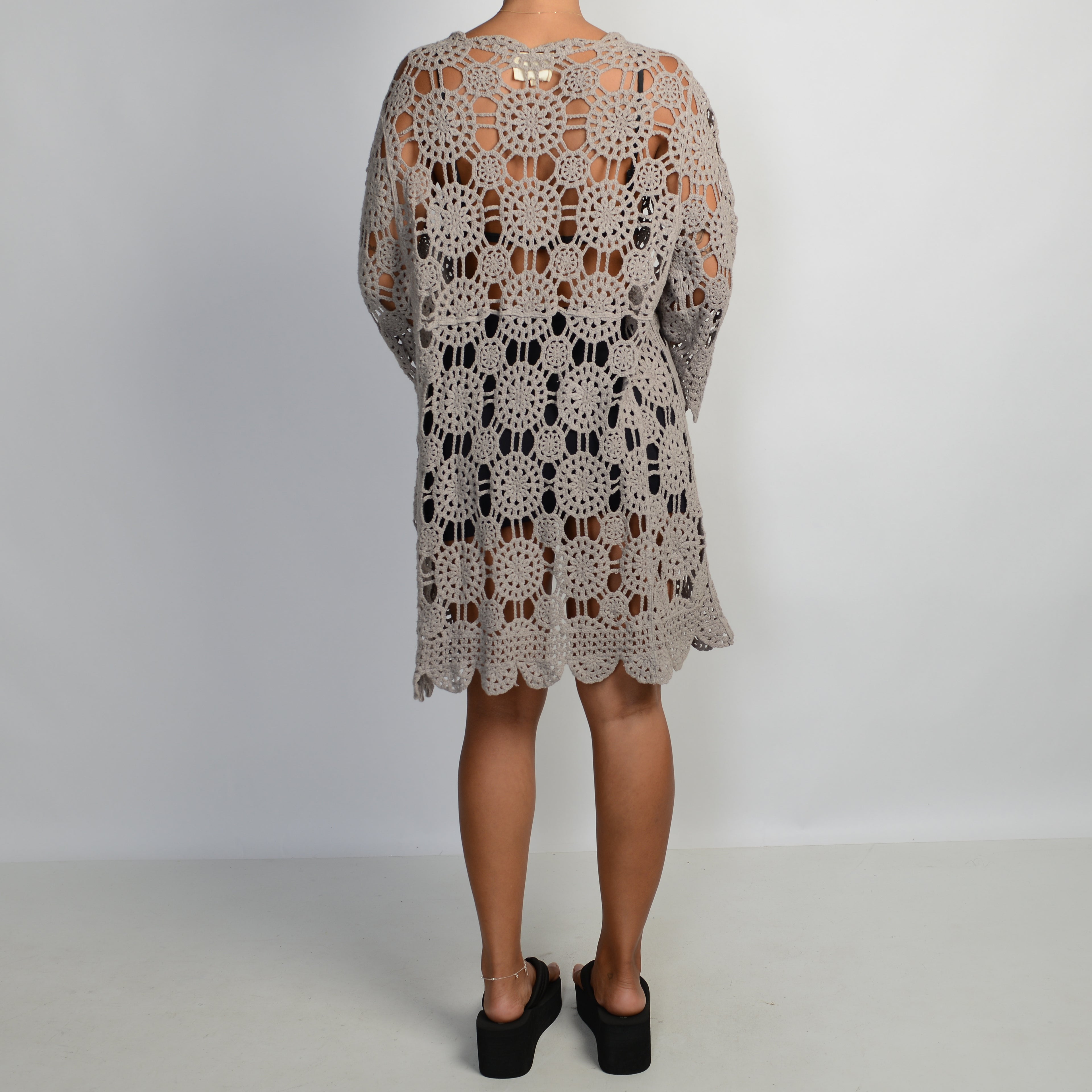 GREY CROCHET CARDIGAN