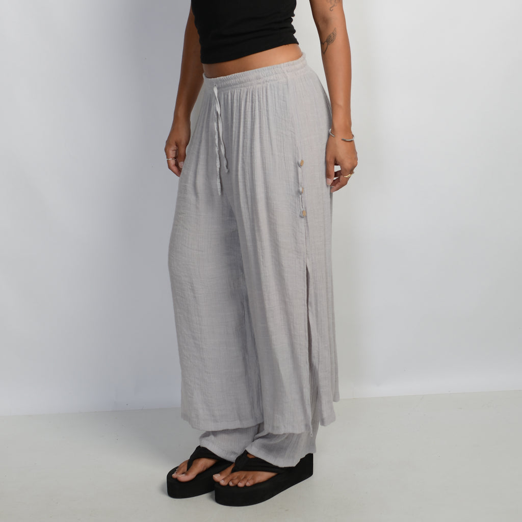 GREY LAYERED COTTON PANTS